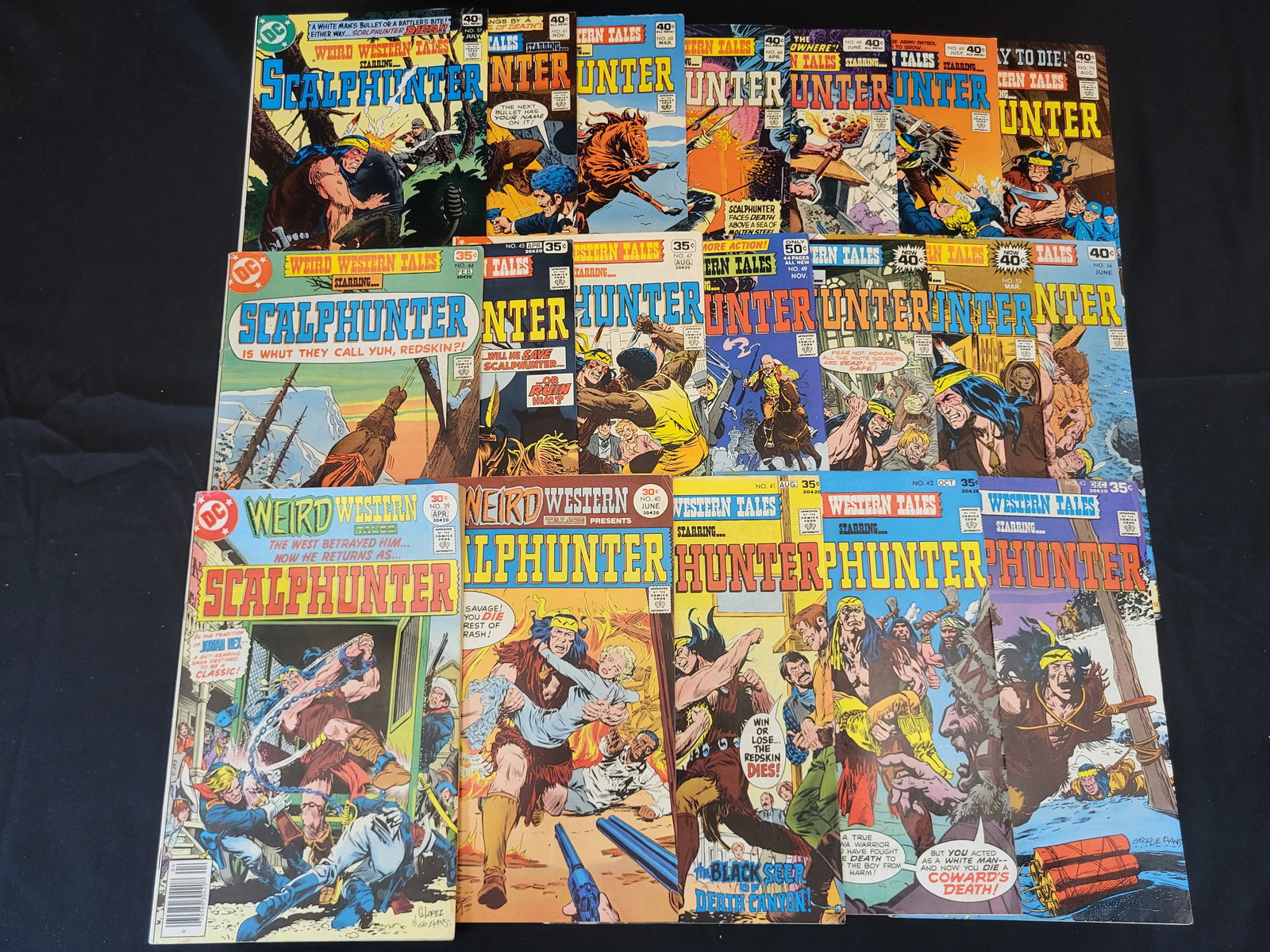 A Collection of DC Comics Weird Western Tales Scalphunter Bronze Age Comic Books: BID PER WHAT YOU SEE IN THE PHOTO, NOT THE AI GENERATED TITLES AND DESCRIPTIONS! A collection of DC Comics Weird Western Tales comic books featuring the character Scalphunter, dating from the late 197