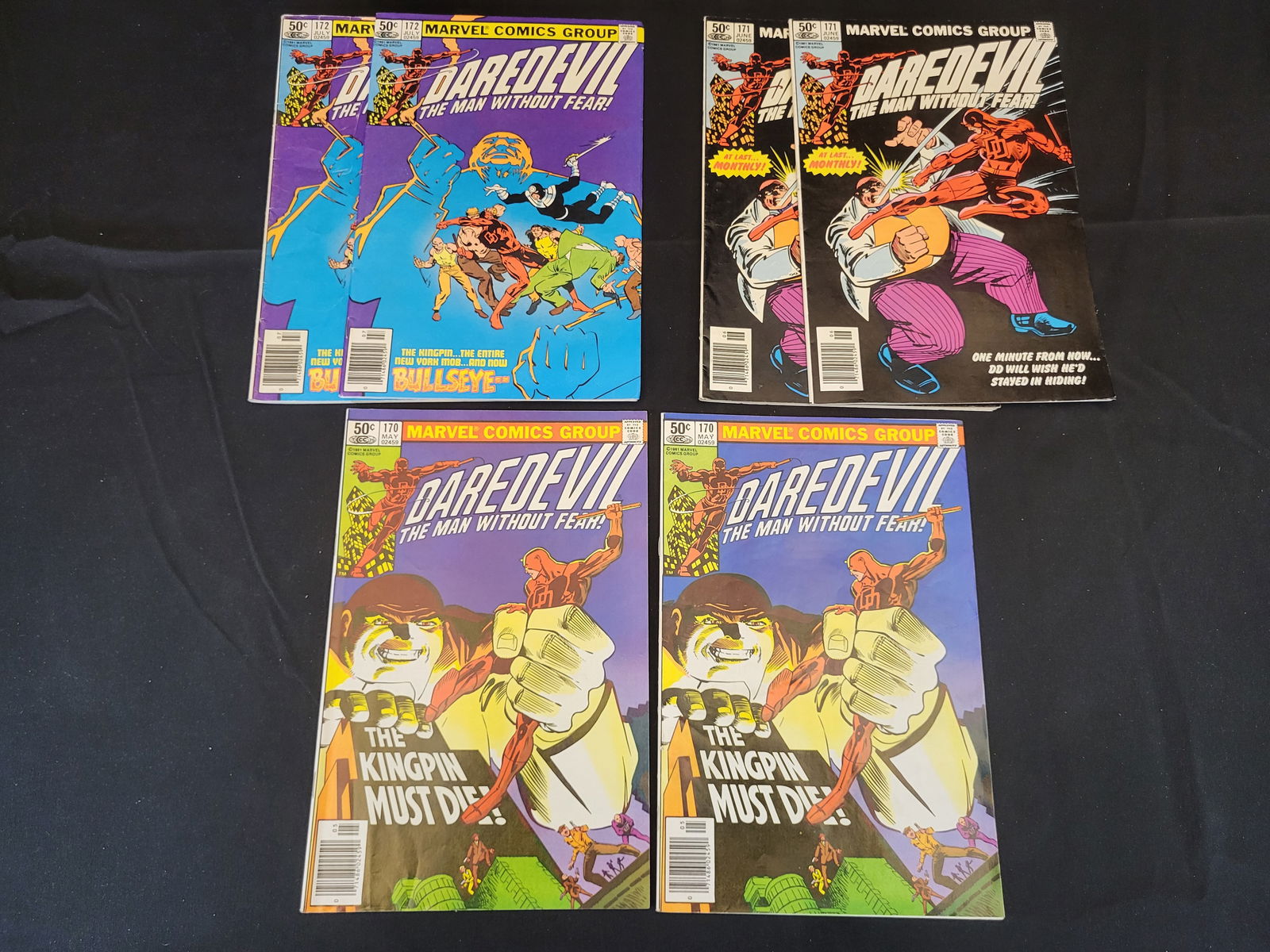 A Group of Marvel Comics Daredevil Issues Including Number 170 First Kingpin Meeting (1 of 1)