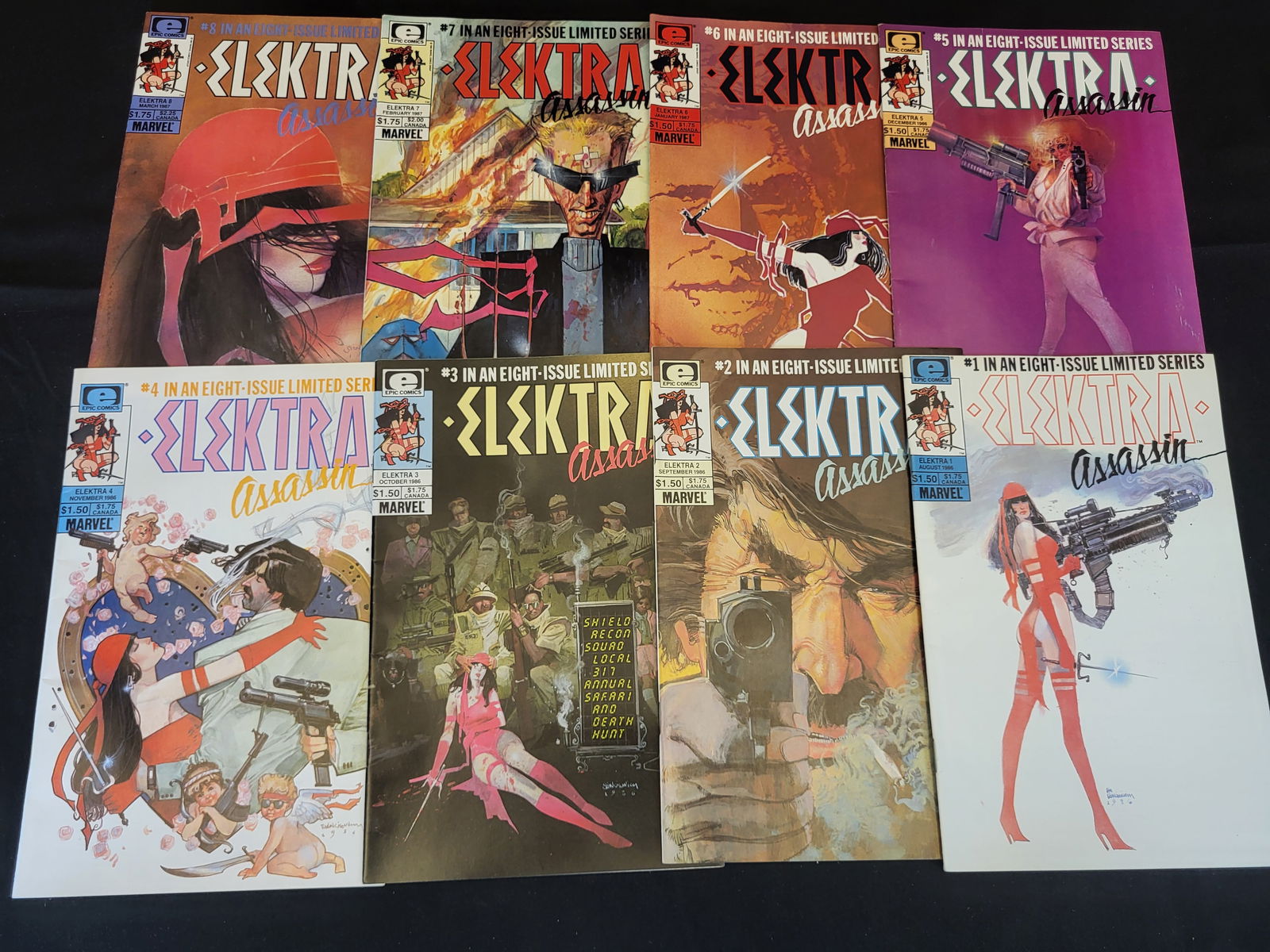 A Collection of Elektra: Assassin Comic Books, Marvel Epic Comics: BID PER WHAT YOU SEE IN THE PHOTO, NOT THE AI GENERATED TITLES AND DESCRIPTIONS! A collection of comic books from the Elektra: Assassin limited series, published by Marvel Comics under the Epic Comics