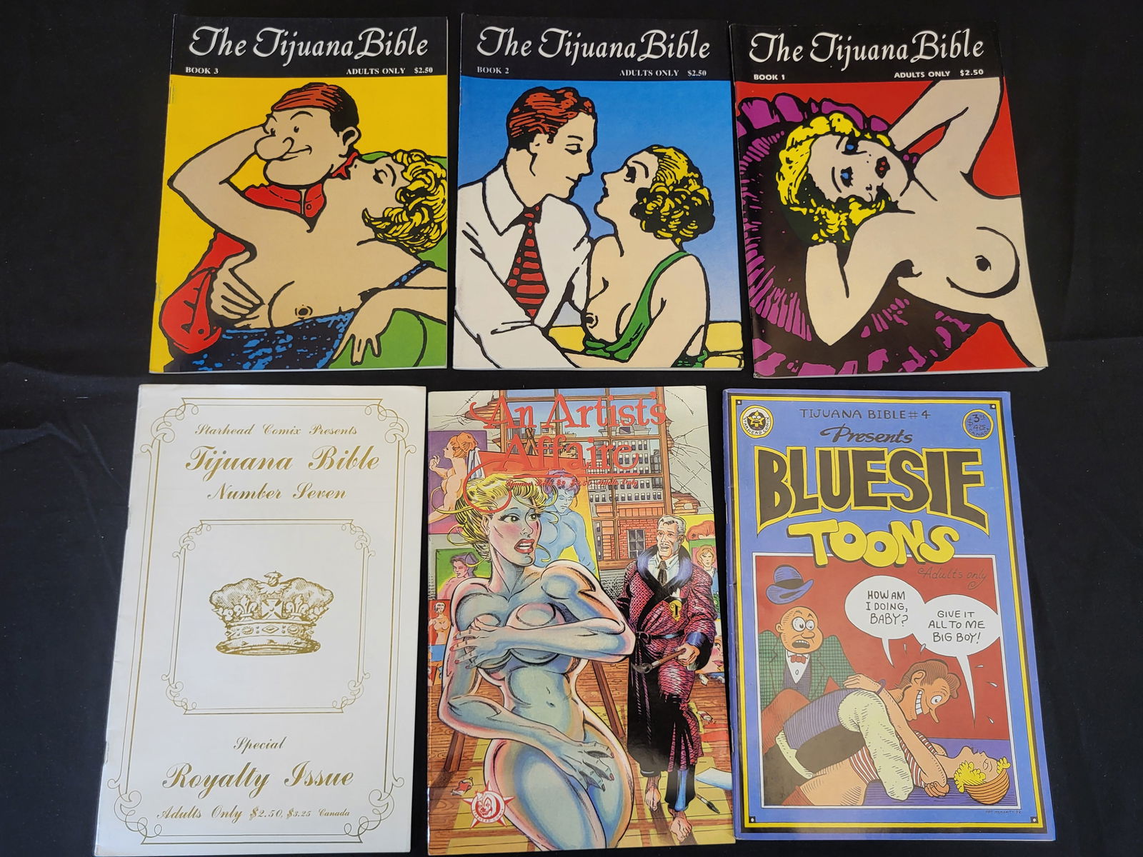 A Collection of Starhead Comix Tijuana Bible Reprints: BID PER WHAT YOU SEE IN THE PHOTO, NOT THE AI GENERATED TITLES AND DESCRIPTIONS! A collection of adult-themed comic books published by Starhead Comix, consisting of modern reprints of historical Tijua