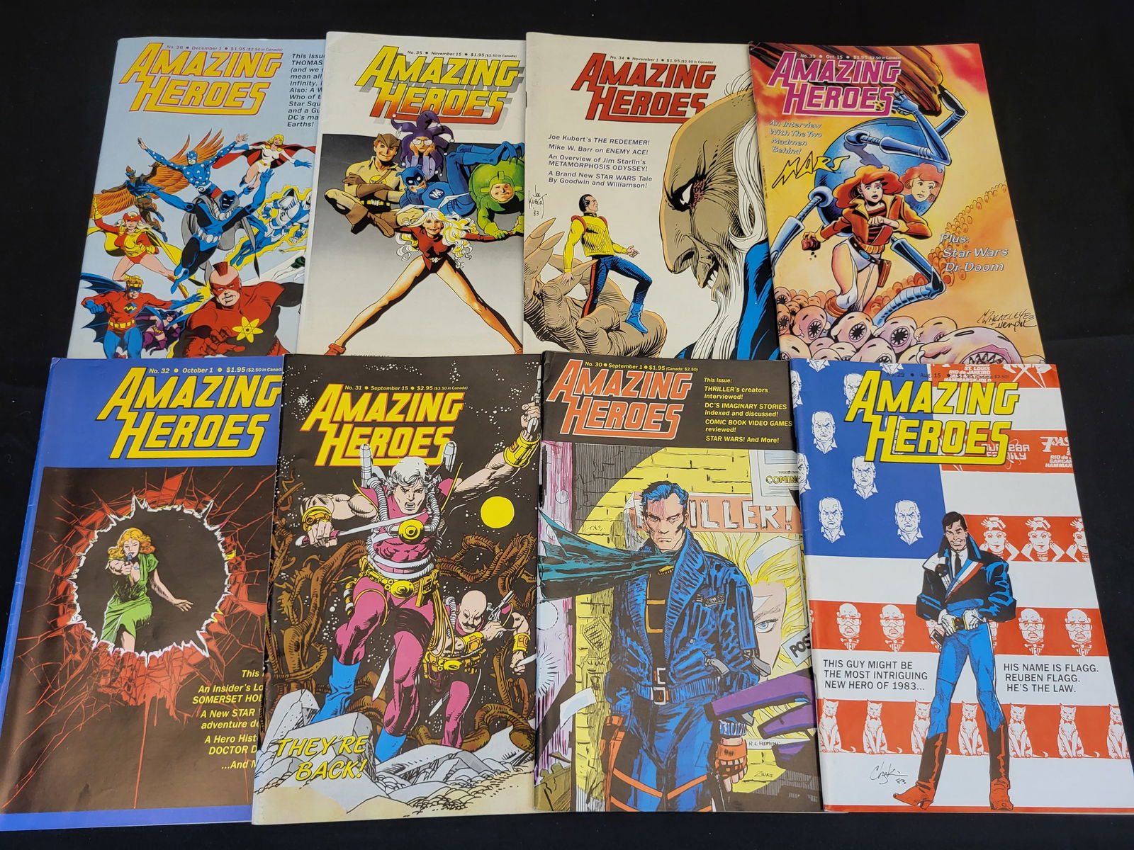 A Group of Amazing Heroes Comic Industry Magazines: BID PER WHAT YOU SEE IN THE PHOTO, NOT THE AI GENERATED TITLES AND DESCRIPTIONS! A group of Amazing Heroes comic book industry magazines published by Fantagraphics Books. This collection includes sequ