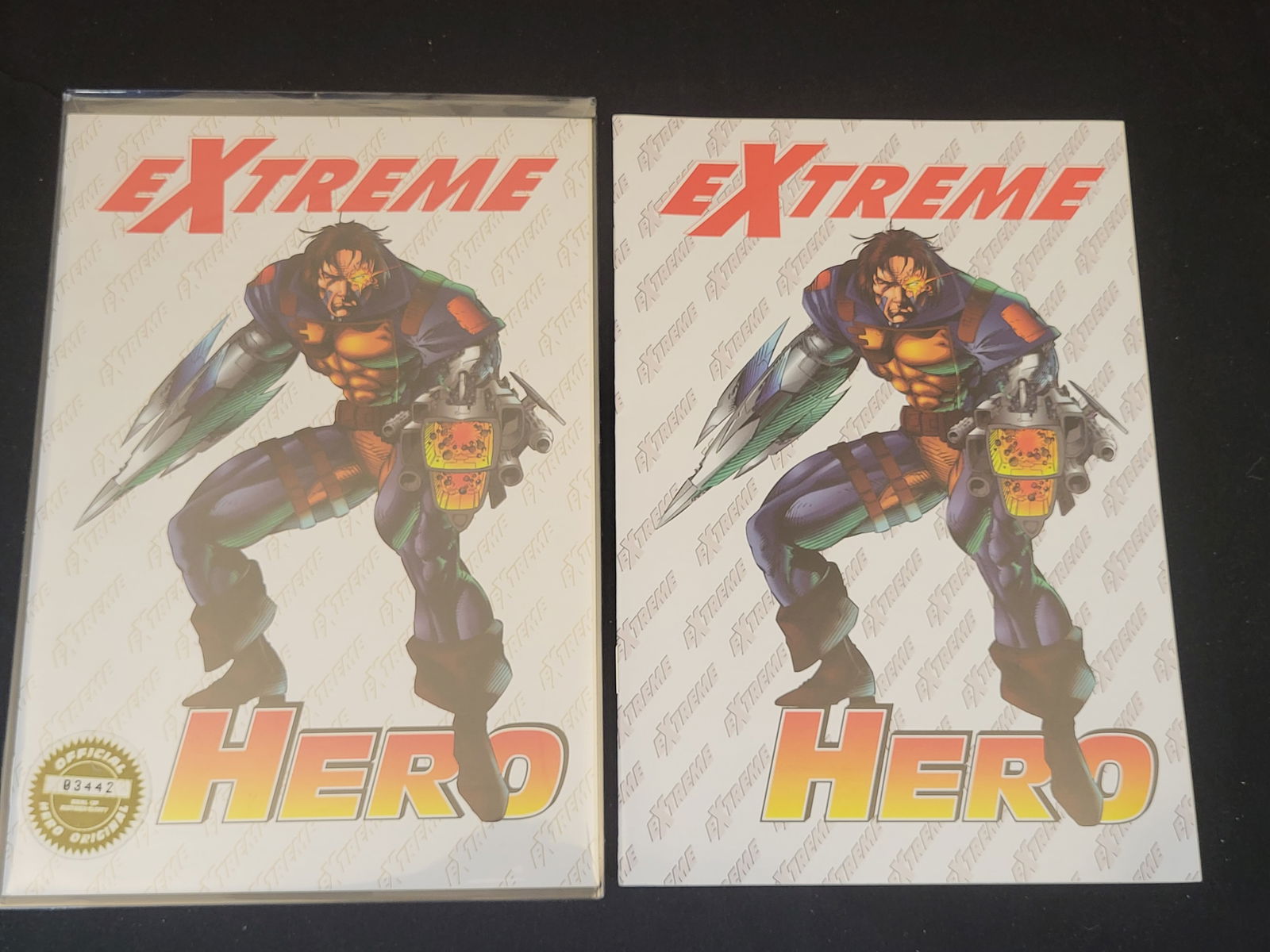 A Pair of Extreme Hero Illustrated Special Preview Issue #1 Comic Books: BID PER WHAT YOU SEE IN THE PHOTO, NOT THE AI GENERATED TITLES AND DESCRIPTIONS! A pair of Extreme Hero Illustrated Special preview issue #1 comic books published by Extreme Studios in 1994. These pre