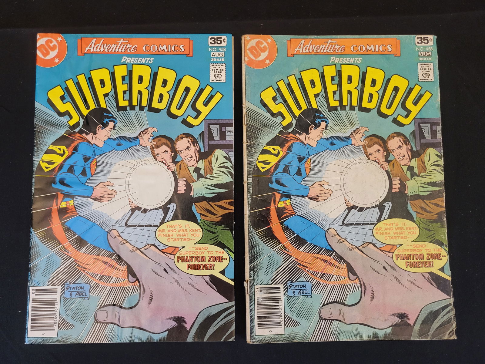 A Pair of DC Adventure Comics No. 458 Featuring Superboy: BID PER WHAT YOU SEE IN THE PHOTO, NOT THE AI GENERATED TITLES AND DESCRIPTIONS! A pair of Bronze Age comic books, Adventure Comics presents Superboy No. 458, dated August. The cover art, credited to