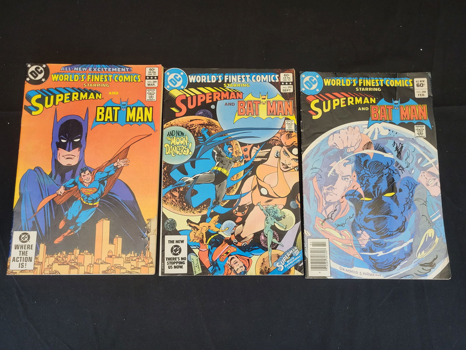 A Trio of DC World's Finest Comics Starring Superman and Batman: BID PER WHAT YOU SEE IN THE PHOTO, NOT THE AI GENERATED TITLES AND DESCRIPTIONS! A trio of DC comic books from the series World's Finest Comics Starring Superman and Batman, published in 1983. The lot