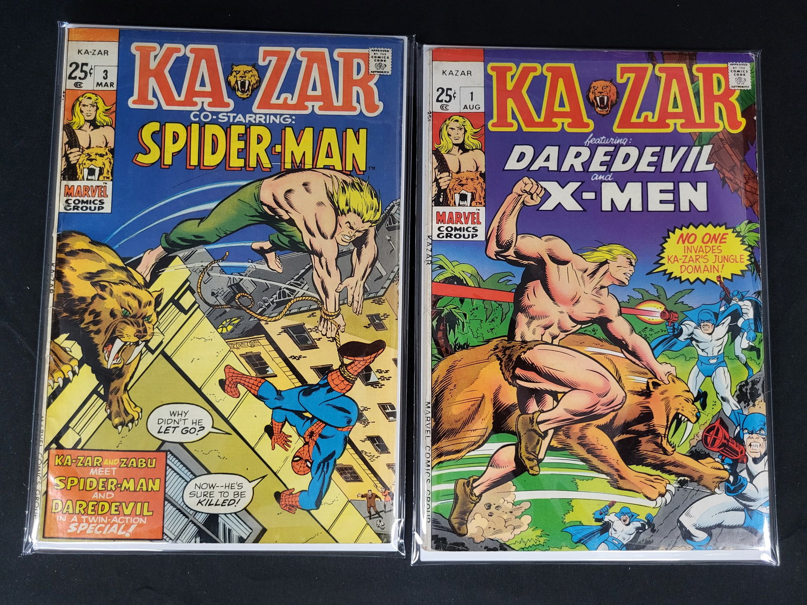 A Pair of 1974 Marvel Comics Ka-Zar Comic Books, Issues No. 1 and No. 3 (1 of 1)