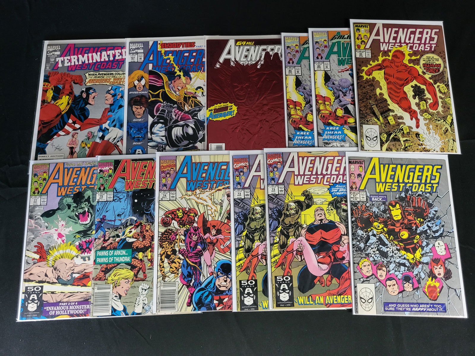 A Collection of Marvel Avengers West Coast Comic Books, Late 1980s to Early 1990s (1 of 3)