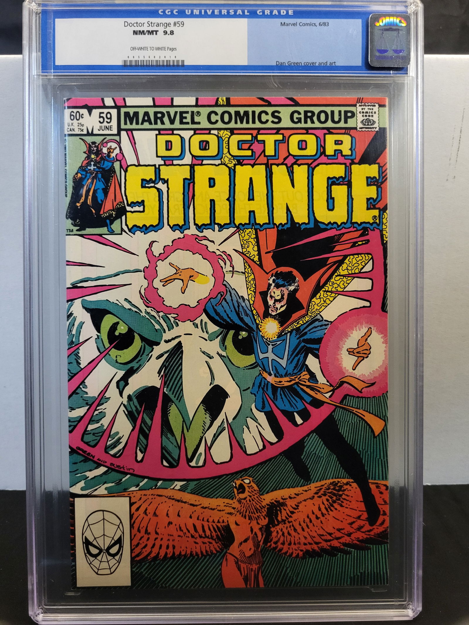 Marvel Comics Doctor Strange #59 June 1983 CGC 9.8: BID PER WHAT YOU SEE IN THE PHOTO, NOT THE AI GENERATED TITLES AND DESCRIPTIONS! A professionally encapsulated specimen of Marvel Comics Group Doctor Strange issue number 59, published in June 1983. T