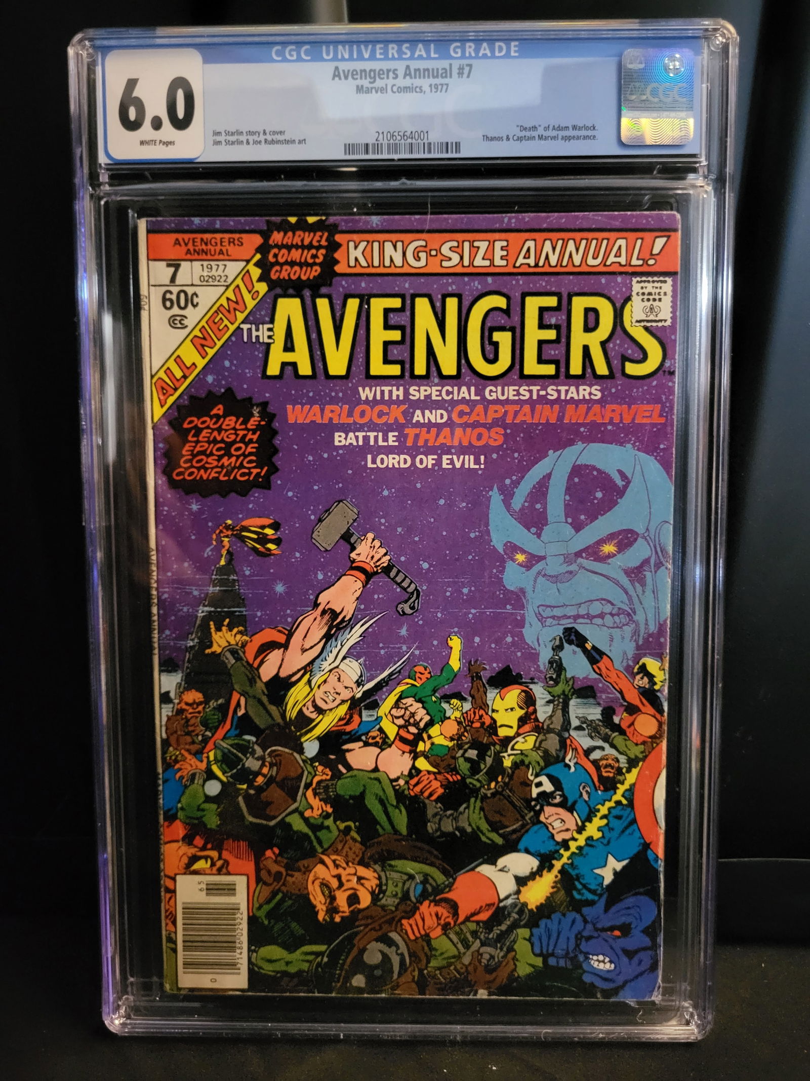 Avengers Annual #7 CGC 6.0 White Pages Marvel Comics 1977 (1 of 2)