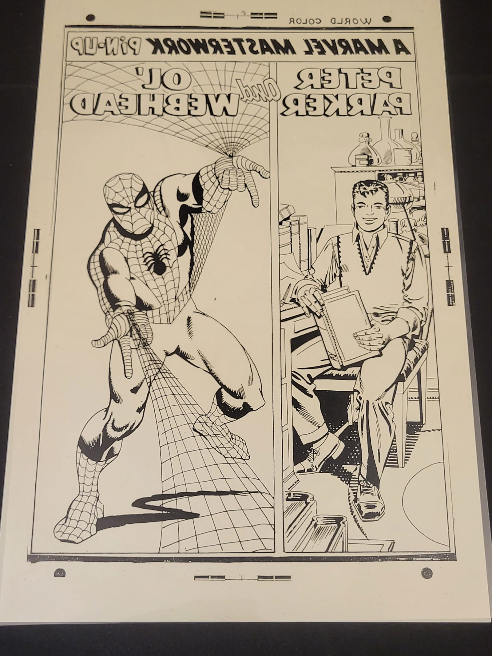 Marvel Comics Production Photostat Peter Parker and Webhead Pin-up (1 of 2)