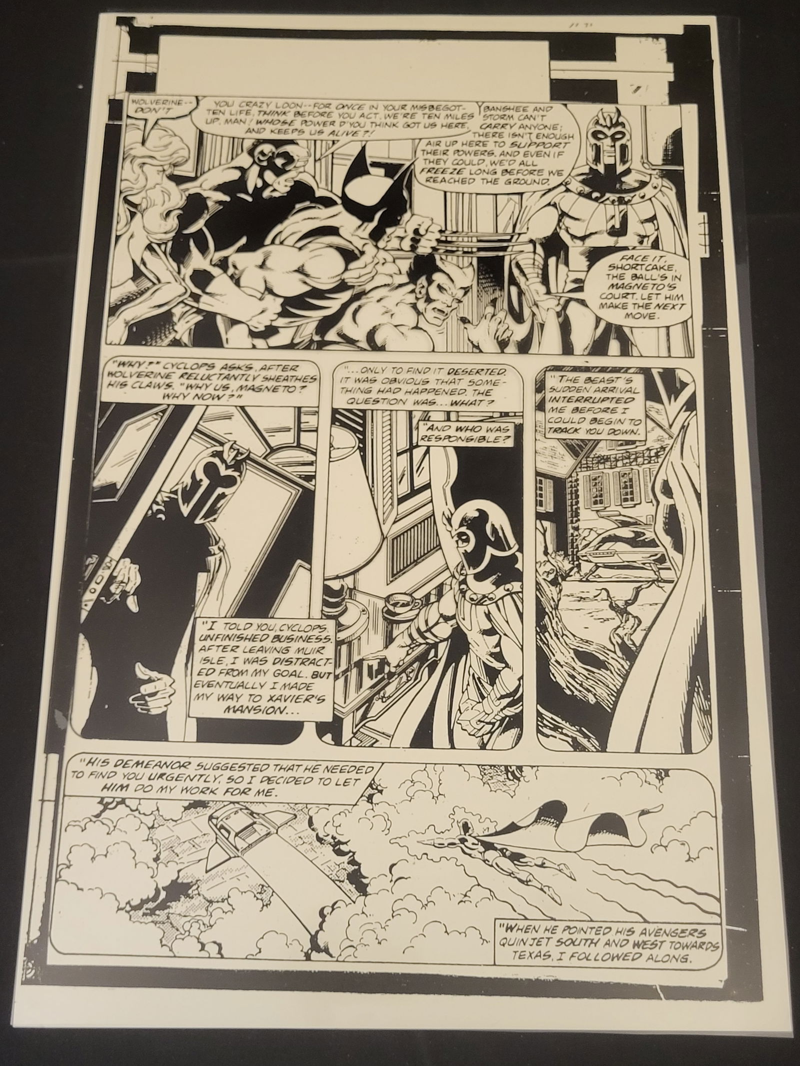 Uncanny X-Men #112 Page 4 Production Film Negative featuring Art by John Byrne: BID PER WHAT YOU SEE IN THE PHOTO, NOT THE AI GENERATED TITLES AND DESCRIPTIONS! This production-related comic book artifact is a high-contrast black and white film negative or photostat used in the p
