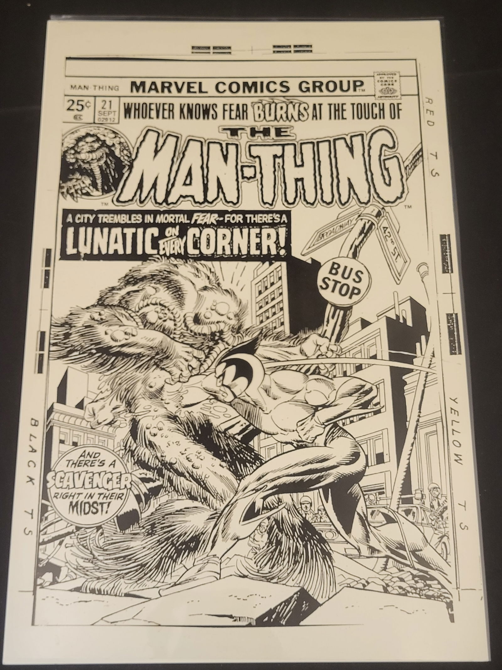 Marvel Comics The Man-Thing Issue 21 Production Photostat Cover Proof (1 of 3)