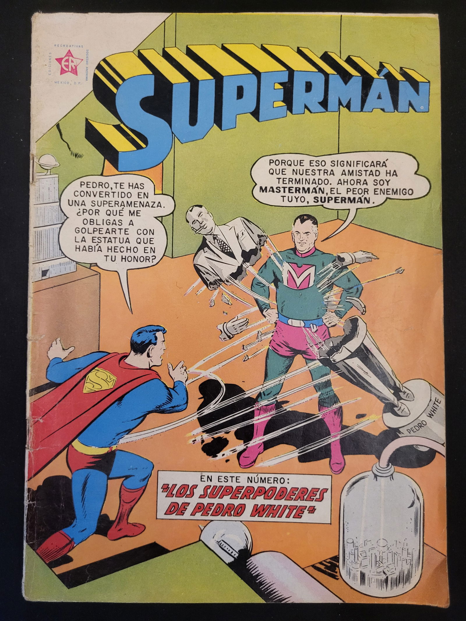 Superman #355 1962 Ediciones Recreativas Novaro Mexico Edition: BID PER WHAT YOU SEE IN THE PHOTO, NOT THE AI GENERATED TITLES AND DESCRIPTIONS! This Spanish-language comic book was published by Ediciones Recreativas (ER), an imprint of Editorial Novaro in Mexico.