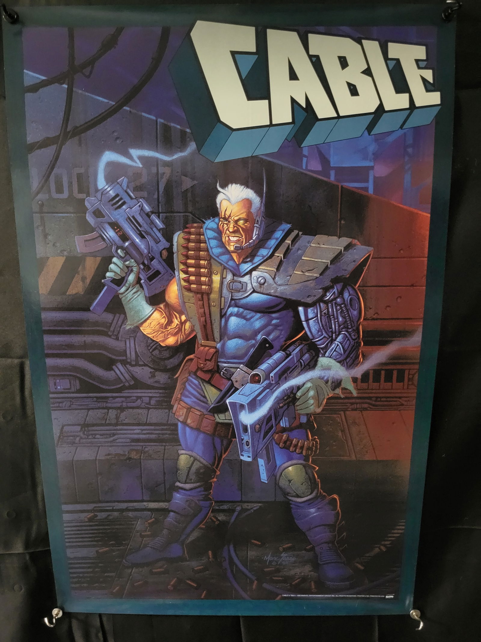 Vintage Marvel 1995 Cable II Poster #181 by Marc Sasso: BID PER WHAT YOU SEE IN THE PHOTO, NOT THE AI GENERATED TITLES AND DESCRIPTIONS! A vintage Marvel Comics promotional poster titled Cable II, identified as item number 181. The poster features a dynami