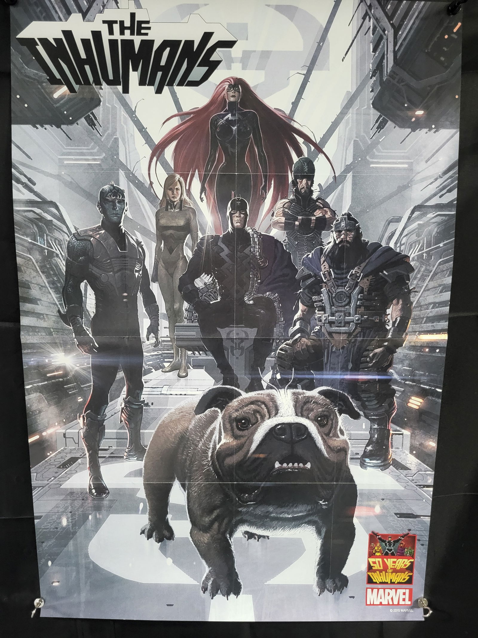 Marvel The Inhumans 50 Years of 2015 Promo Poster 24 x 36: BID PER WHAT YOU SEE IN THE PHOTO, NOT THE AI GENERATED TITLES AND DESCRIPTIONS! This Marvel Comics promotional poster commemorates the 50th anniversary of The Inhumans. The large-format color print f