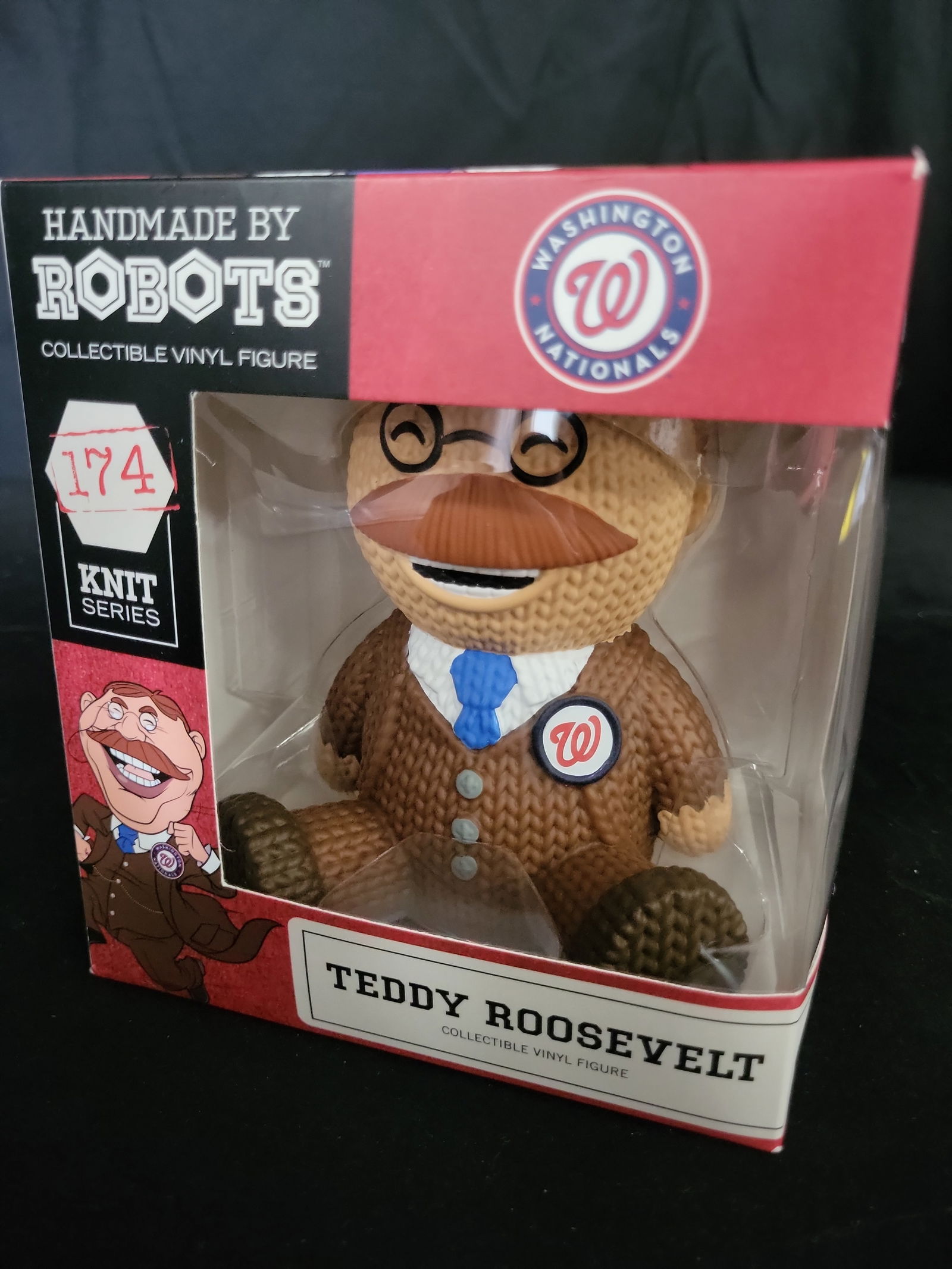 I01165 | Handmade by Robots Washington Nationals Teddy Roosevelt Knit Series No. 174 Vinyl Figure, M: BID PER WHAT YOU SEE IN THE PHOTO, NOT THE AI GENERATED TITLES AND DESCRIPTIONS! Handmade by Robots Washington Nationals Teddy Roosevelt Knit Series No. 174 Vinyl Figure, Modern Manufactured by Handma