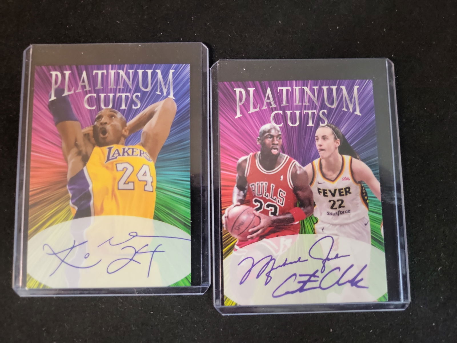 I01202 | 2023-2024 Platinum Cuts Kobe Bryant, Michael Jordan, and Caitlin Clark Art Cards, Facsimile (1 of 2)