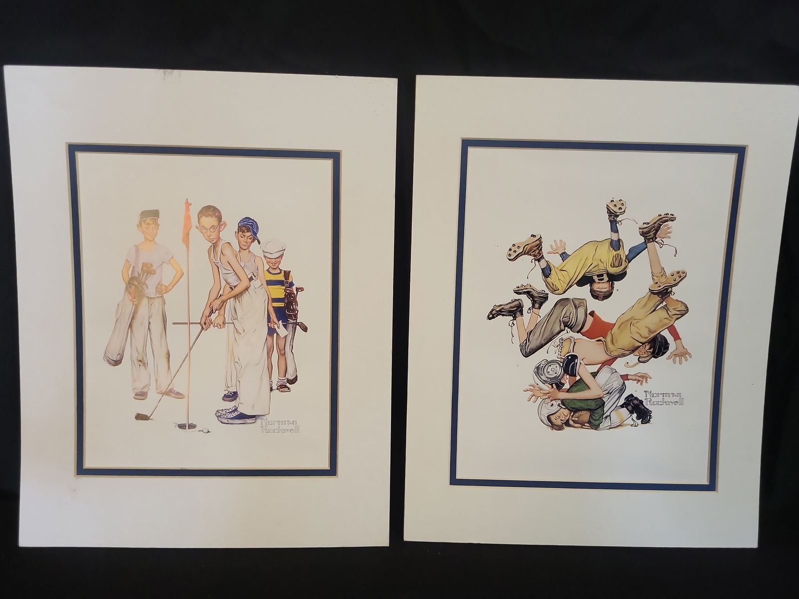 I00930 | After Norman Rockwell, Missed and First Down, Color Photolithographs: BID PER WHAT YOU SEE IN THE PHOTO, NOT THE AI GENERATED TITLES AND DESCRIPTIONS! After Norman Rockwell, Missed and First Down, Color Photolithographs A pair of color photolithographs after original 19
