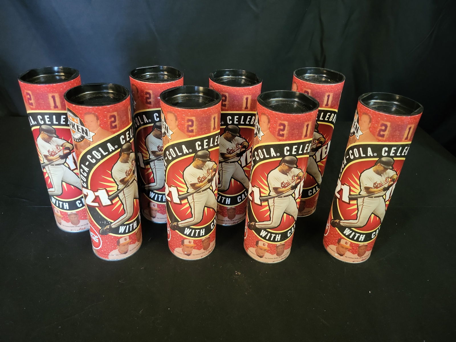 I00923 | Cal Ripken Jr. Baltimore Orioles Coca-Cola Commemorative Bottle and Canister Collection,: BID PER WHAT YOU SEE IN THE PHOTO, NOT THE AI GENERATED TITLES AND DESCRIPTIONS! Cal Ripken Jr. Baltimore Orioles Coca-Cola Commemorative Bottle and Canister Collection, Facsimile SignatureThis lot fe