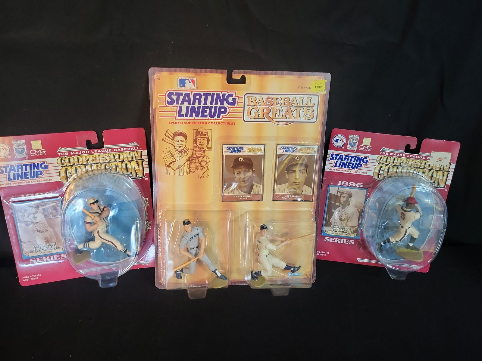 I01008 | Three Kenner Starting Lineup MLB Hall of Fame Action Figure Sets including Mantle, DiMaggio (1 of 8)