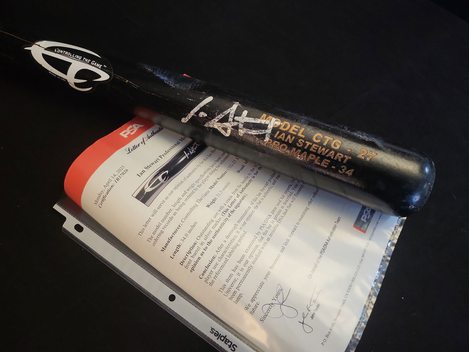 I01003 | Ian Stewart Autographed Game-Used Controlling The Game Professional Model Bat 2007-2008 (1 of 12)