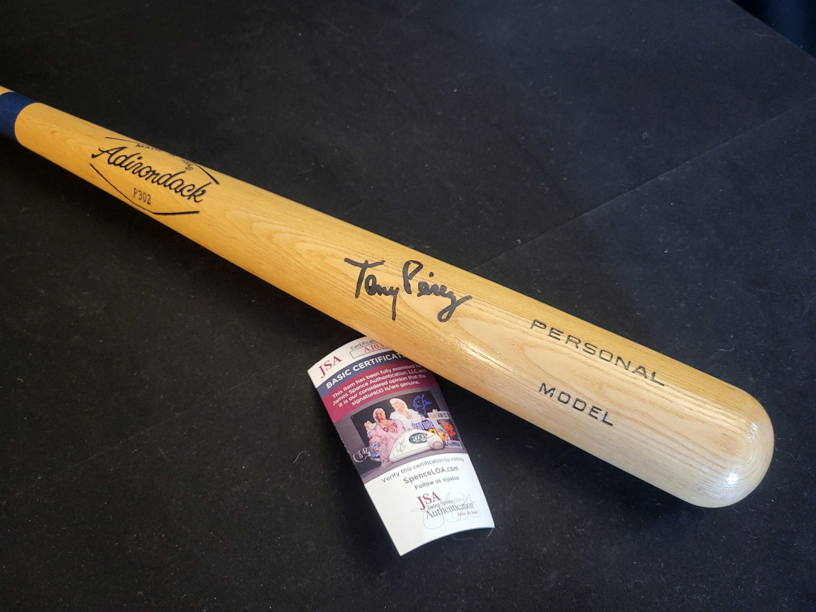 I00602 | Tony Perez Signed Rawlings Adirondack P302 Personal Model Bat JSA: BID PER WHAT YOU SEE IN THE PHOTO, NOT THE AI GENERATED TITLES AND DESCRIPTIONS! Tony Perez Signed Rawlings Adirondack P302 Personal Model Bat JSA A Rawlings Adirondack P302 Personal Model wooden base