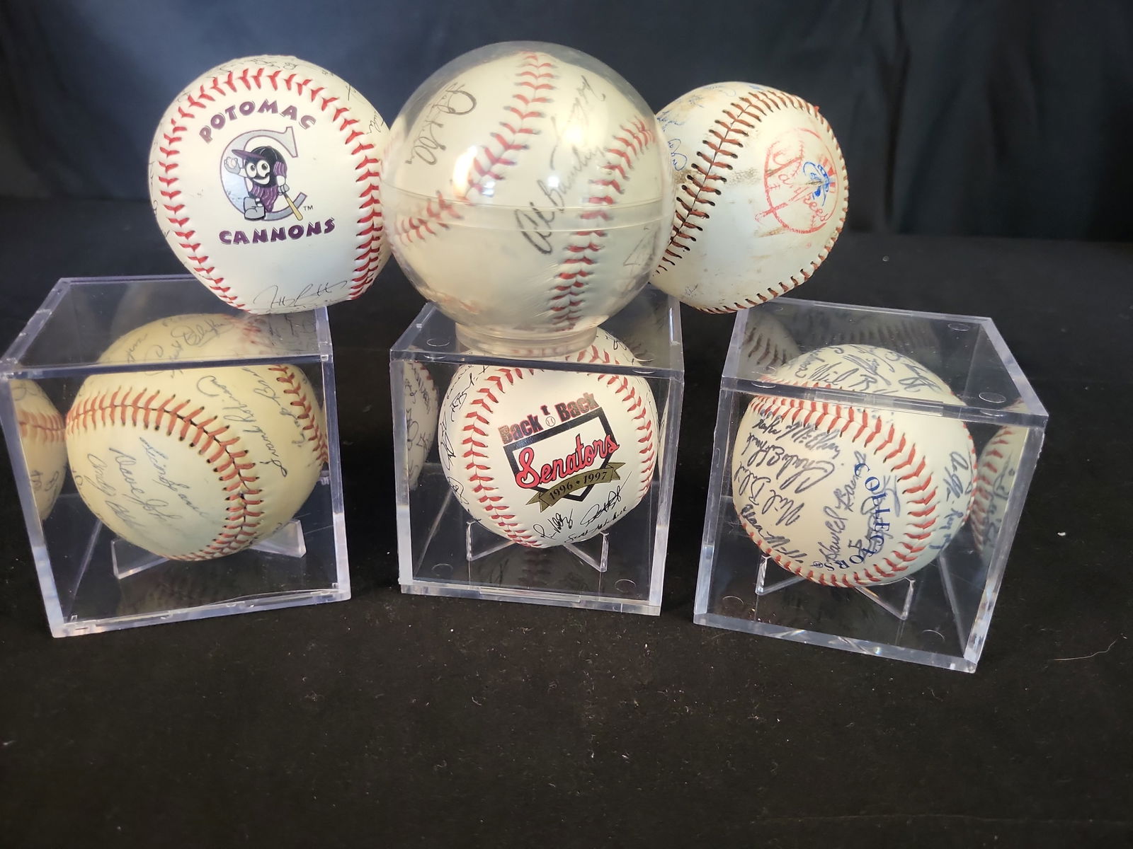I00941 | Potomac Cannons, Harrisburg Senators, and Multi-Signed Professional Baseballs, Lot of 6, (1 of 18)