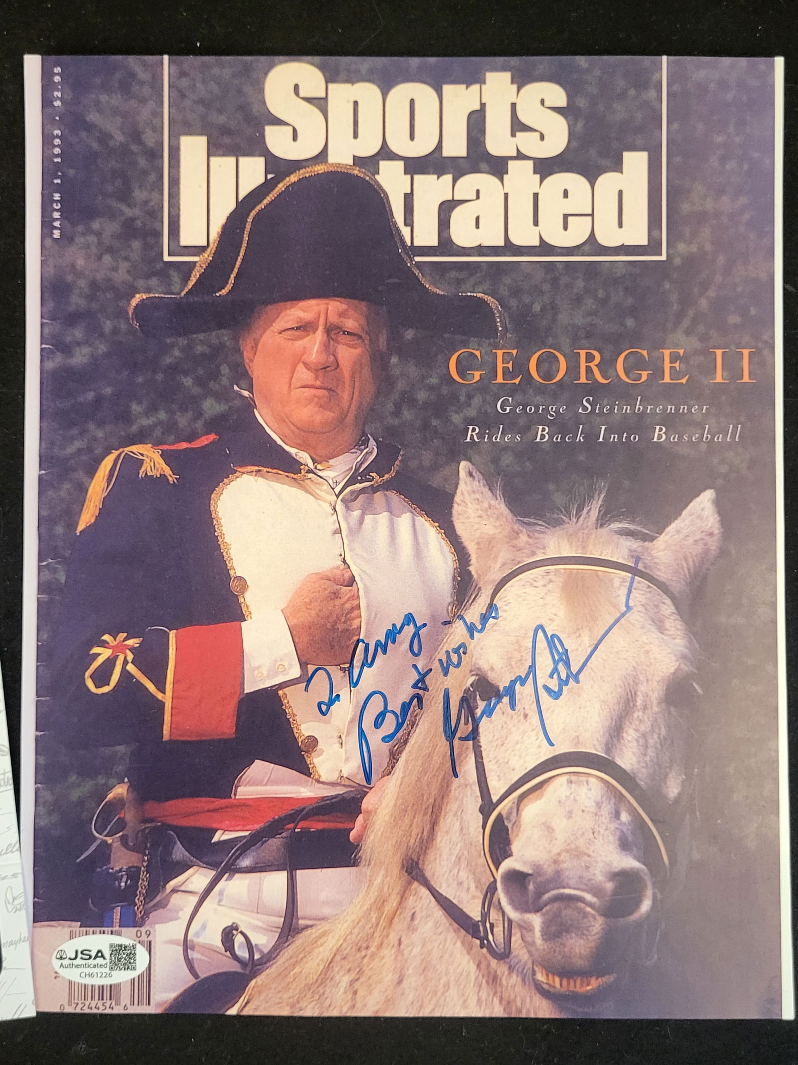I00723 | George Steinbrenner Signed Sports Illustrated Magazine JSA Authenticated: BID PER WHAT YOU SEE IN THE PHOTO, NOT THE AI GENERATED TITLES AND DESCRIPTIONS! George Steinbrenner Signed Sports Illustrated Magazine JSA Authenticated A signed copy of the March 1, 1993, issue of S