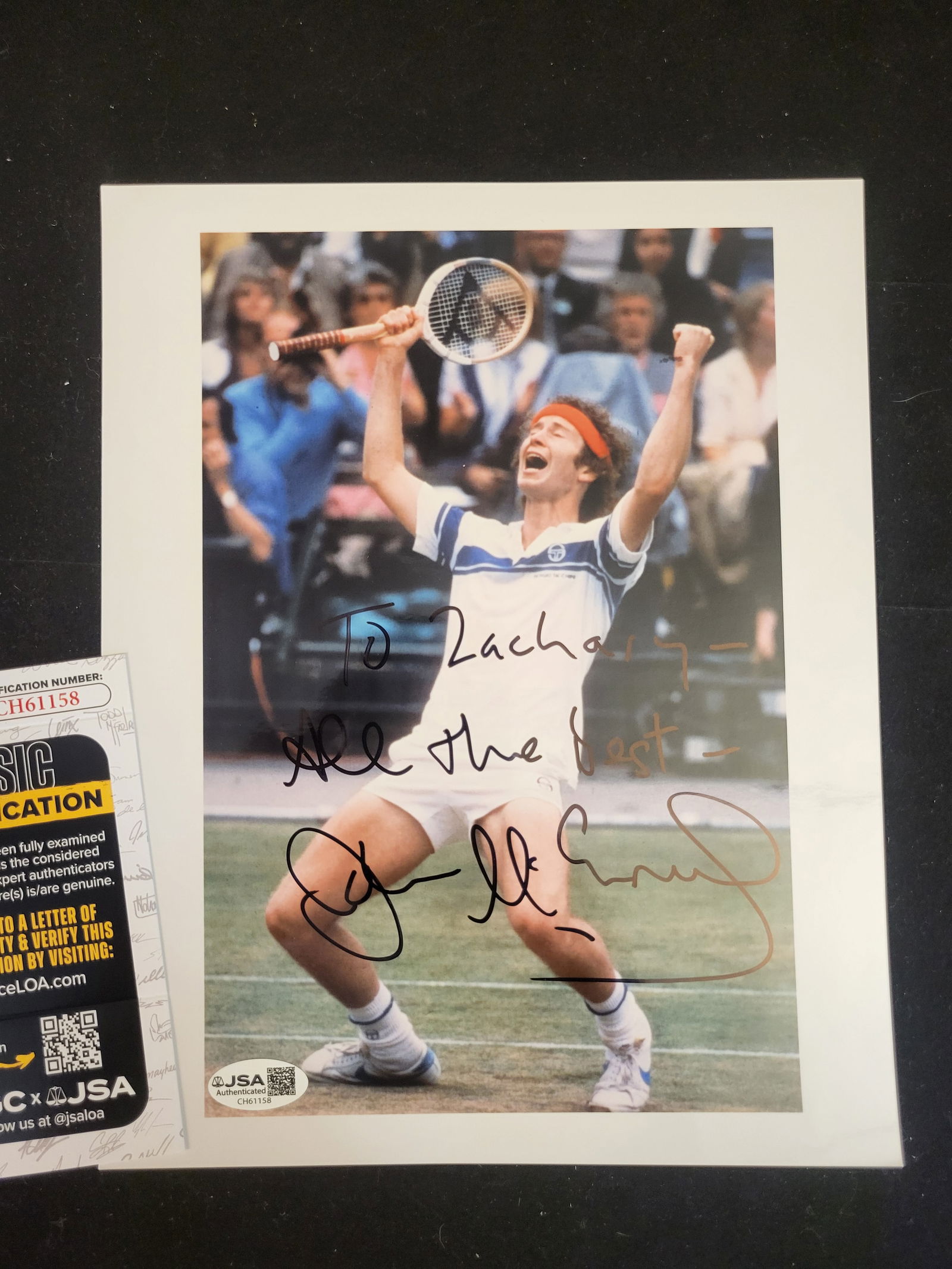 I00684 | John McEnroe Signed and Personalized Color Photograph with JSA Authentication (1 of 9)