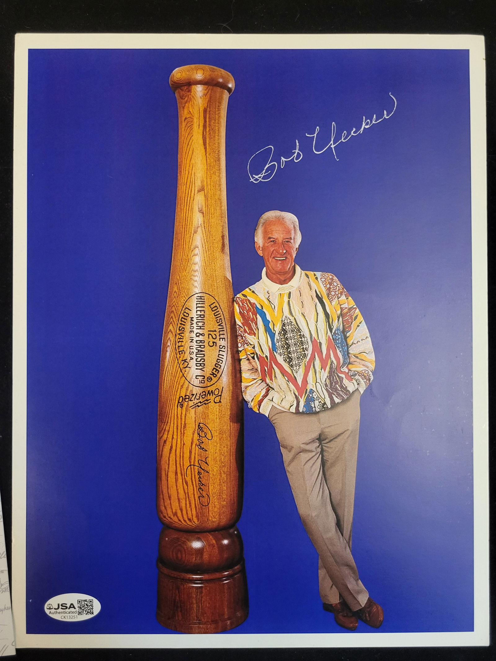 I00761 | Bob Uecker Autographed Color Photograph with JSA Authentication: BID PER WHAT YOU SEE IN THE PHOTO, NOT THE AI GENERATED TITLES AND DESCRIPTIONS! Bob Uecker Autographed Color Photograph with JSA AuthenticationThis autographed color photograph features American form