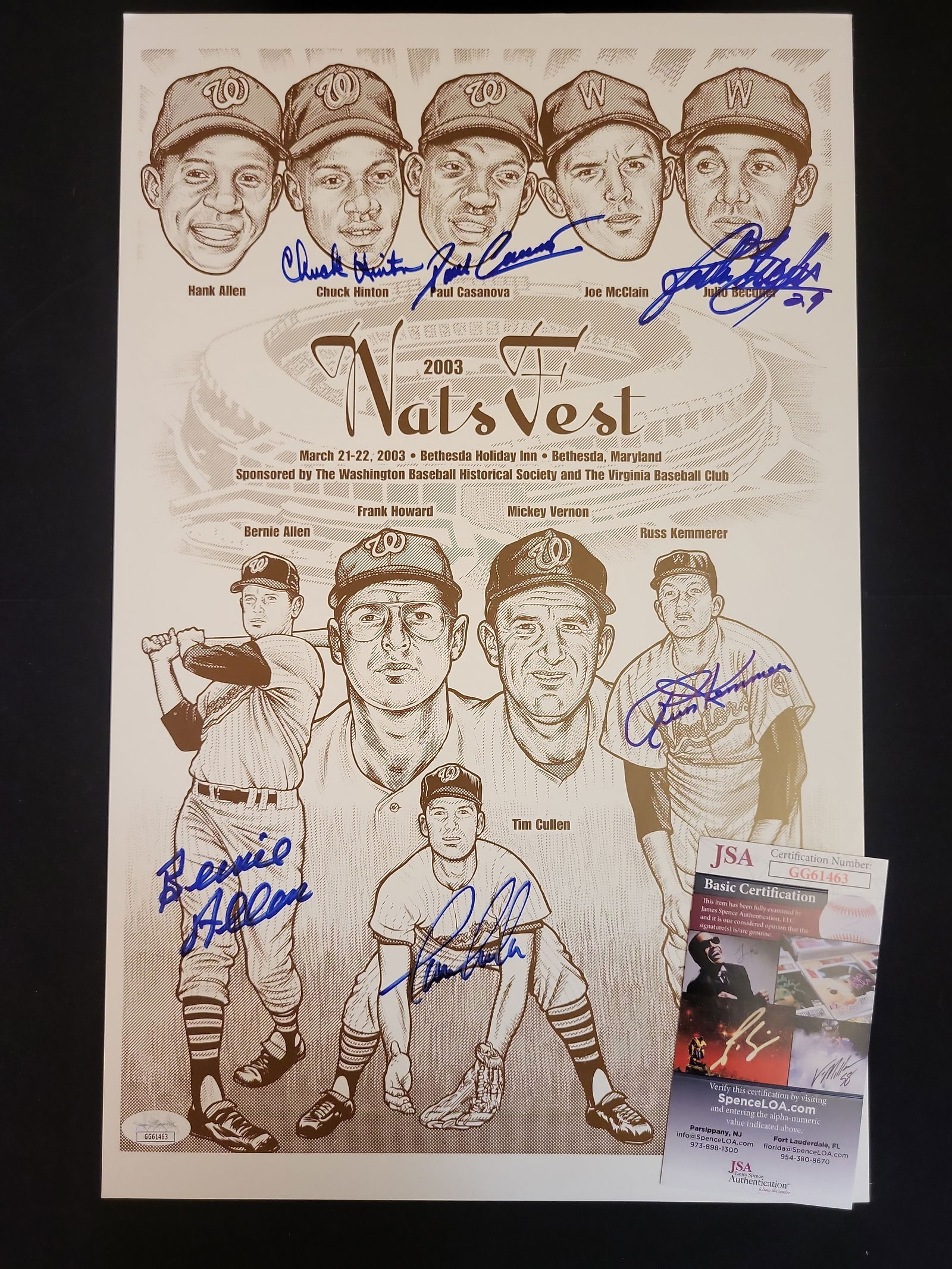 I00826 | Washington Senators Legends, Multi-Signed Commemorative Poster, JSA Authenticated: BID PER WHAT YOU SEE IN THE PHOTO, NOT THE AI GENERATED TITLES AND DESCRIPTIONS! Washington Senators Legends, Multi-Signed Commemorative Poster, JSA Authenticated This multi-signed commemorative poste