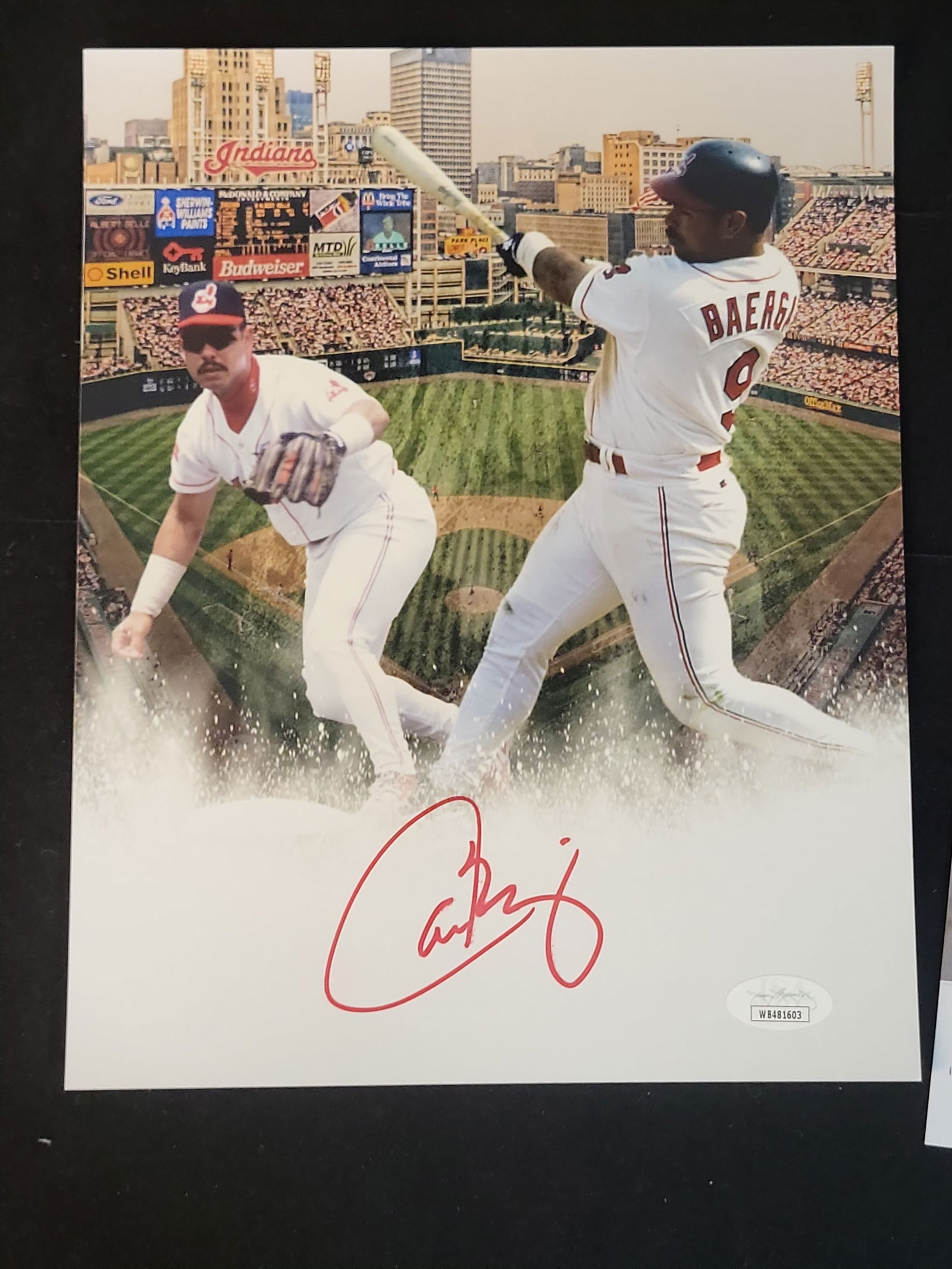 I00962 | Carlos Baerga Autographed Action Photo, JSA Witnessed Authenticated: BID PER WHAT YOU SEE IN THE PHOTO, NOT THE AI GENERATED TITLES AND DESCRIPTIONS! Carlos Baerga Autographed Action Photo, JSA Witnessed AuthenticatedThis professional color action photo features a comp