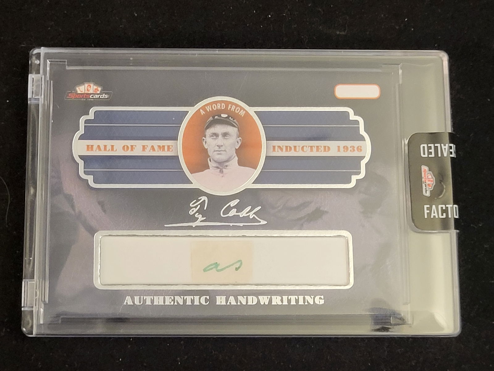 I00657 | 2019 Sportscard.com A Word From Ty Cobb Authentic Handwriting Relic Card: BID PER WHAT YOU SEE IN THE PHOTO, NOT THE AI GENERATED TITLES AND DESCRIPTIONS! 2019 Sportscard.com A Word From Ty Cobb Authentic Handwriting Relic Card 2019 Sportscard.com A Word From series relic t