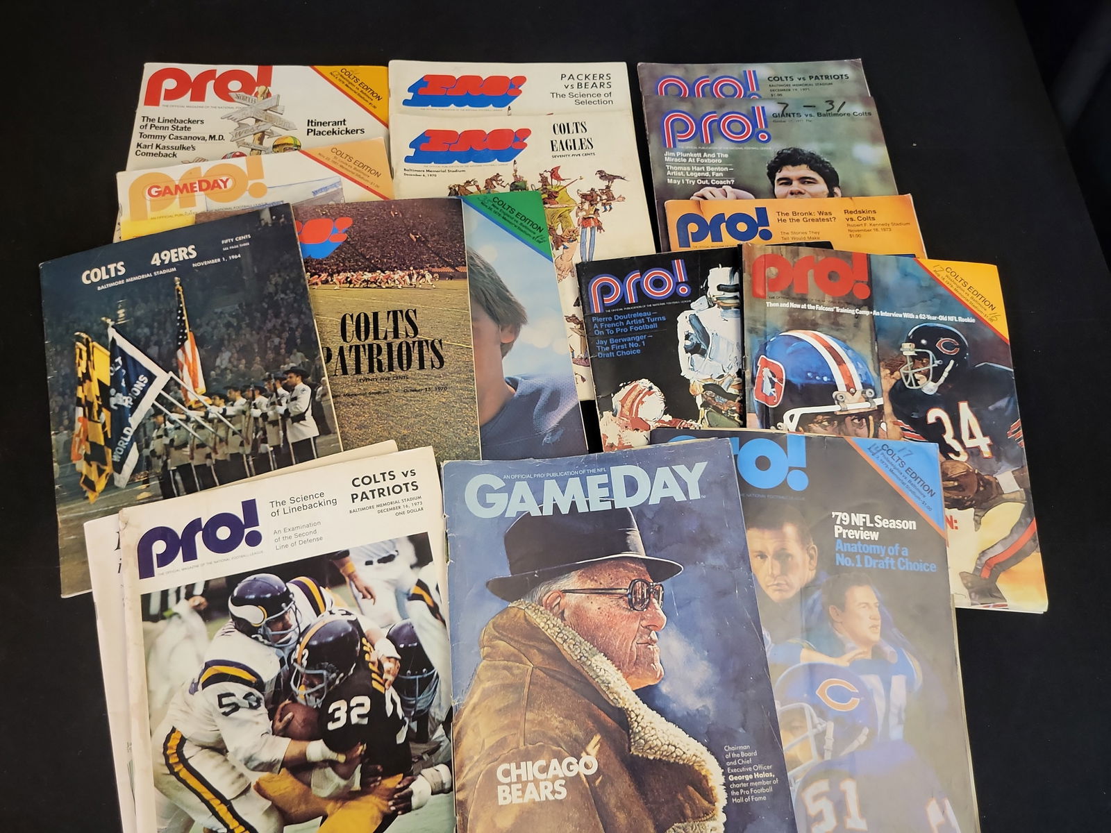 I01049 | Walter Payton, George Halas, and Baltimore Colts Vintage NFL Programs and Magazines, Unsign (1 of 10)