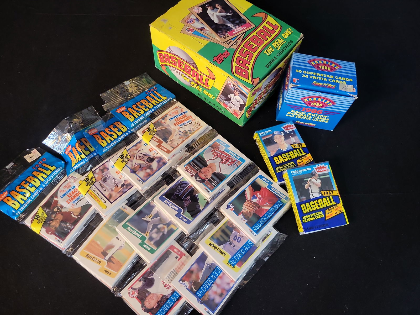 I01076 | 1986-1990 Topps, Fleer, and Sportflics Baseball Card Collection, Unopened Packs and Sets (1 of 18)