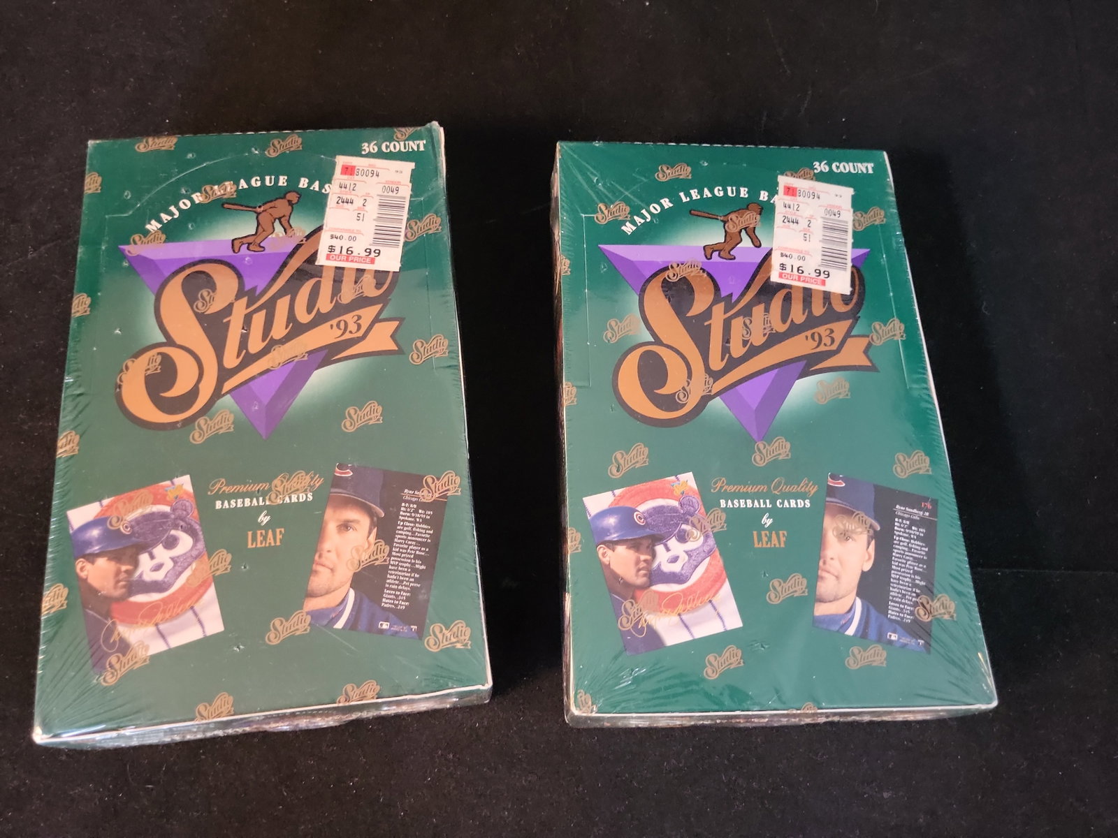 I01077 | 1993 Leaf Studio Baseball Unopened Hobby Box Pair: BID PER WHAT YOU SEE IN THE PHOTO, NOT THE AI GENERATED TITLES AND DESCRIPTIONS! 1993 Leaf Studio Baseball Unopened Hobby Box Pair This lot features a pair of factory-sealed hobby boxes of 1993 Leaf S