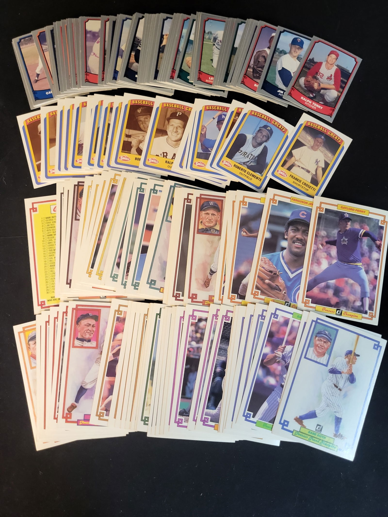 I01074 | Circa 1988-1991 Donruss and Swell Baseball Greats Trading Card Collection, Mickey Mantle,: BID PER WHAT YOU SEE IN THE PHOTO, NOT THE AI GENERATED TITLES AND DESCRIPTIONS! Circa 1988-1991 Donruss and Swell Baseball Greats Trading Card Collection, Mickey Mantle, Babe Ruth, Ty Cobb, RawThis c