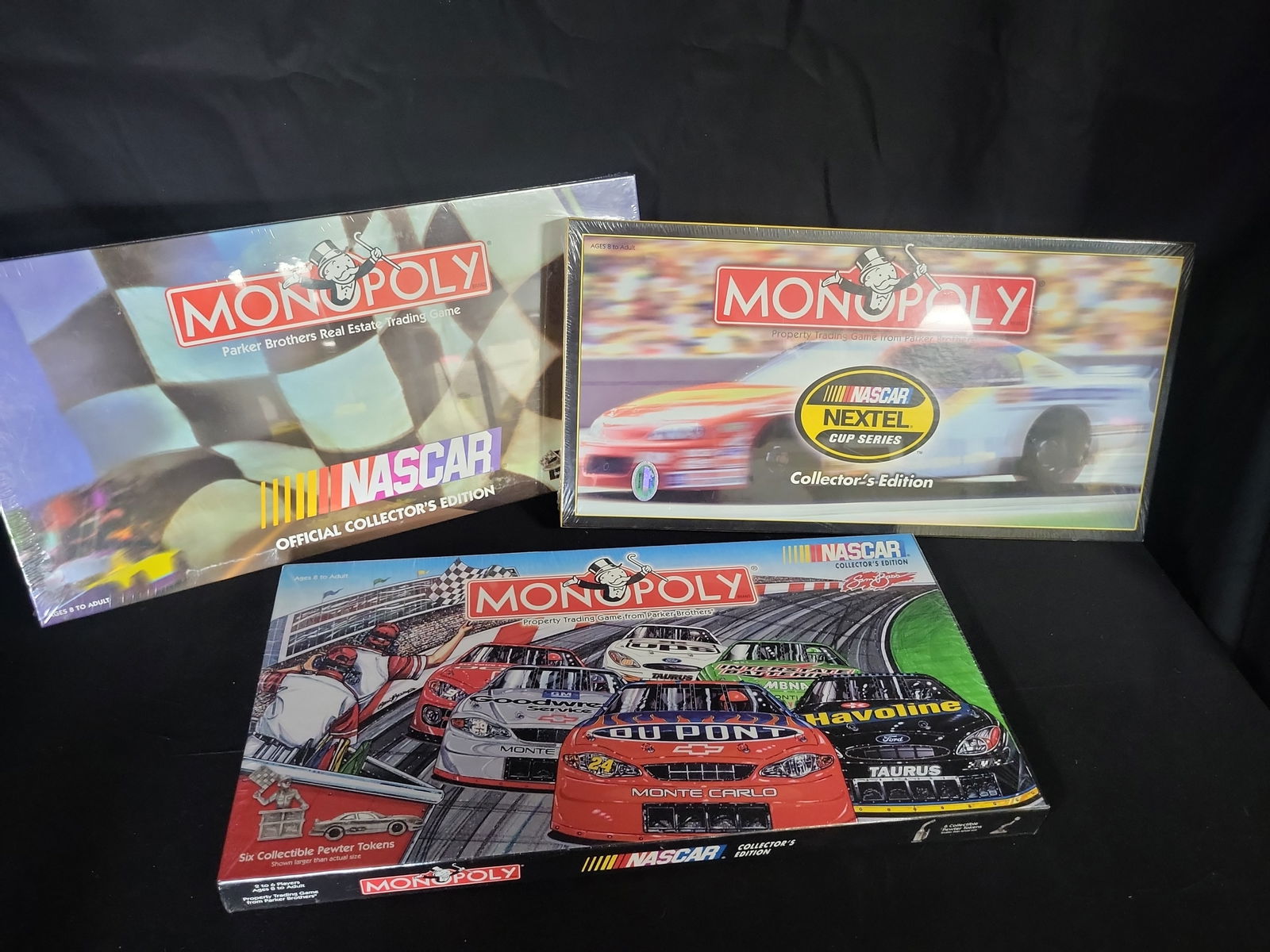 I01220 | Three Parker Brothers NASCAR Monopoly Collector's Edition Board Games, Cardboard, c. (1 of 10)