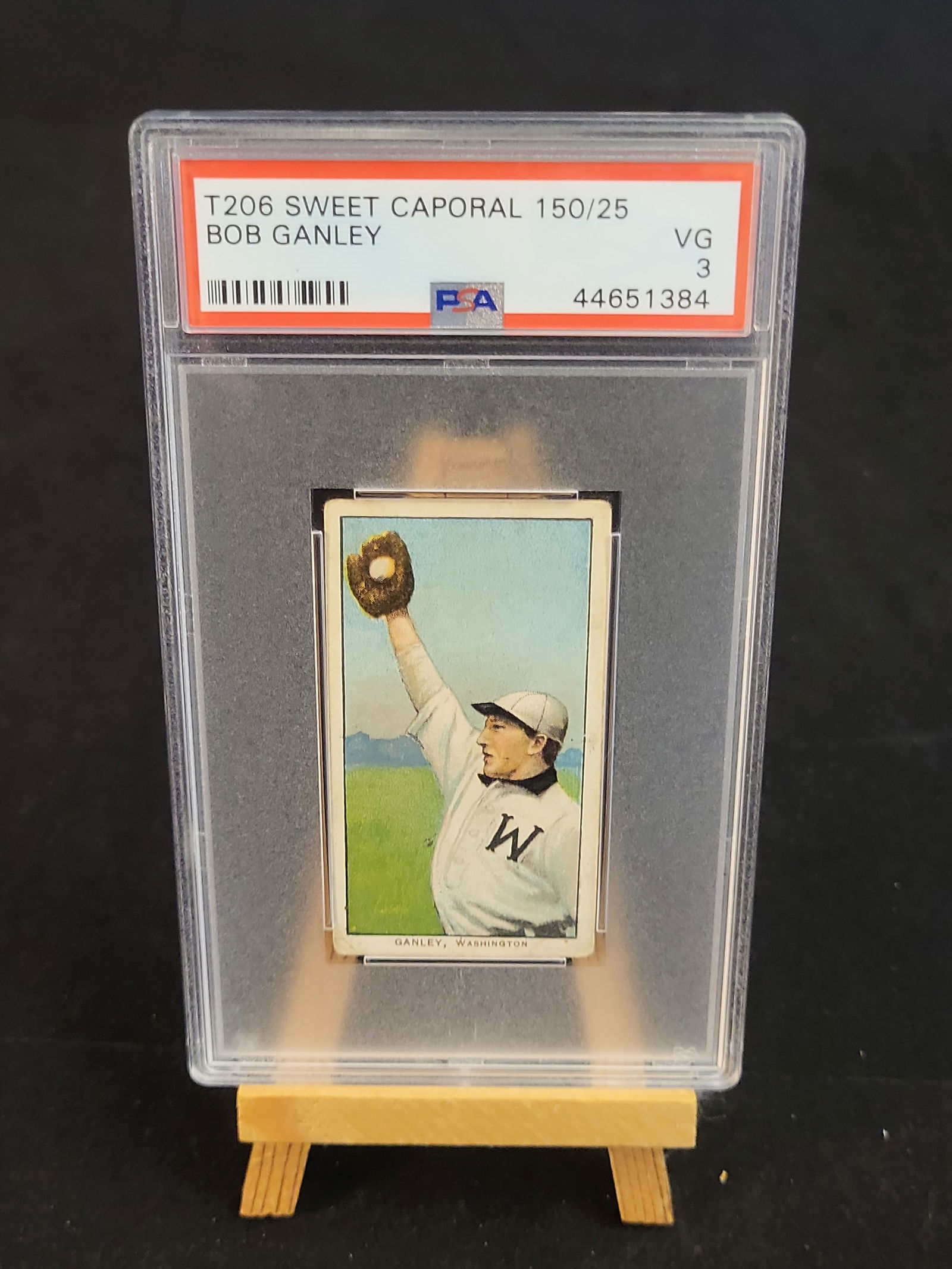 I00868 | 1909-11 T206 White Border Bob Ganley Washington Senators Sweet Caporal 150/25 PSA 3 VG: BID PER WHAT YOU SEE IN THE PHOTO, NOT THE AI GENERATED TITLES AND DESCRIPTIONS! 1909-11 T206 White Border Bob Ganley Washington Senators Sweet Caporal 150/25 PSA 3 VG This is a professionally graded