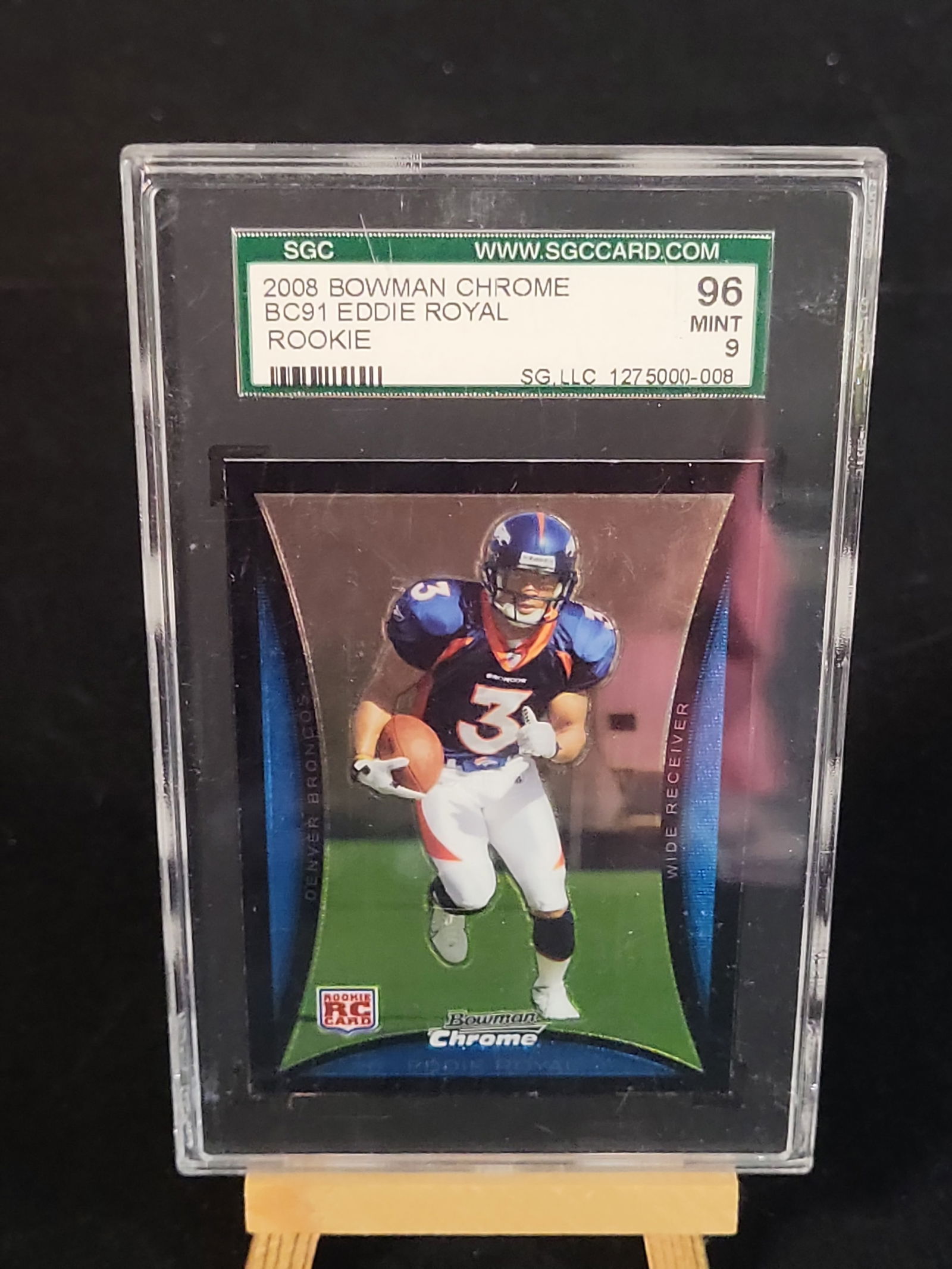 I01215 | 2008 Bowman Chrome Eddie Royal Rookie Card SGC 9: BID PER WHAT YOU SEE IN THE PHOTO, NOT THE AI GENERATED TITLES AND DESCRIPTIONS! 2008 Bowman Chrome Eddie Royal Rookie Card SGC 9 Bowman Chrome, 2008, Bowman Chrome Football, BC91, Eddie Royal, Rookie