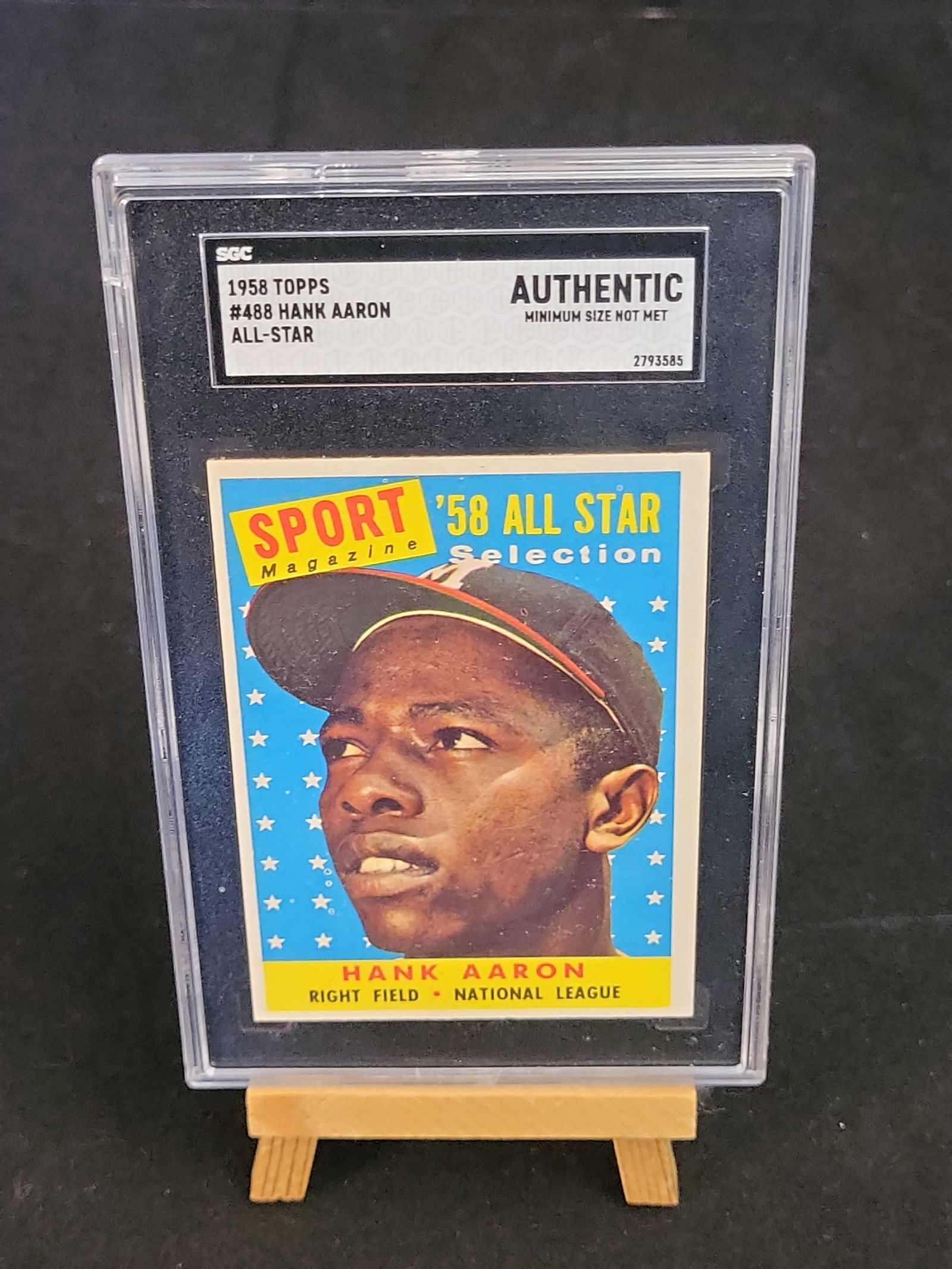 I00857 | 1958 Topps Hank Aaron All-Star Selection #488 SGC Authentic Minimum Size Not Met (1 of 6)
