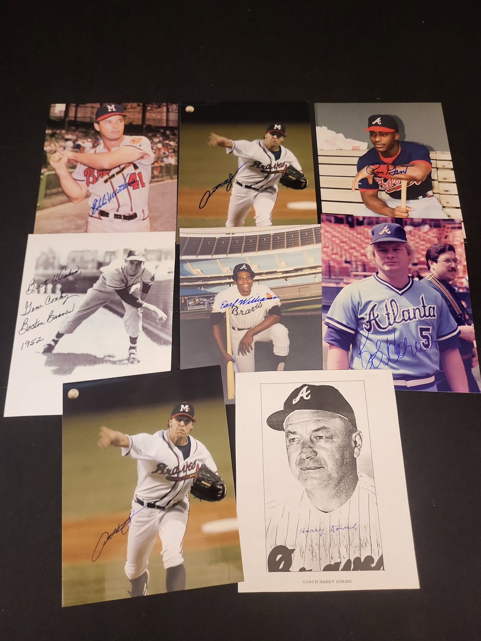 I01546 | A Collection of Eight Signed Baseball Photographs and Prints Featuring Braves Players and (1 of 6)