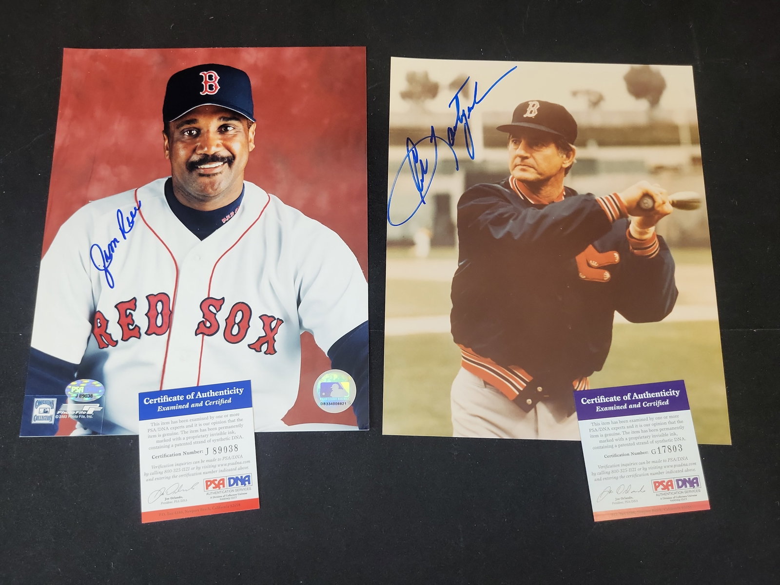 I01535 | A Pair of Autographed Boston Red Sox 8x10 Photographs, Jim Rice and Carl Yastrzemski,: BID PER WHAT YOU SEE IN THE PHOTO, NOT THE AI GENERATED TITLES AND DESCRIPTIONS! A Pair of Autographed Boston Red Sox 8x10 Photographs, Jim Rice and Carl Yastrzemski, PSA/DNA Authenticated This lot fe