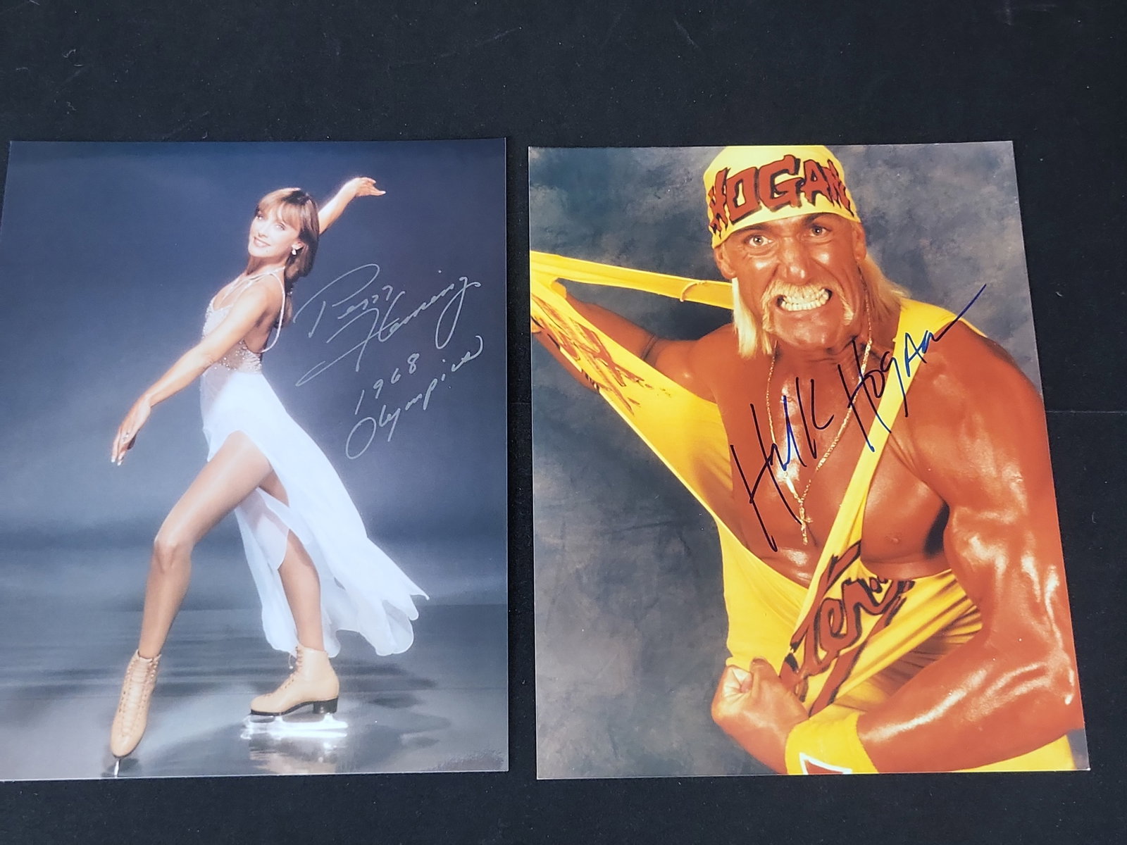 I01570 | Two Autographed Color Photographs Featuring Peggy Fleming and Hulk Hogan: BID PER WHAT YOU SEE IN THE PHOTO, NOT THE AI GENERATED TITLES AND DESCRIPTIONS! Two Autographed Color Photographs Featuring Peggy Fleming and Hulk Hogan This lot consists of two autographed color pho