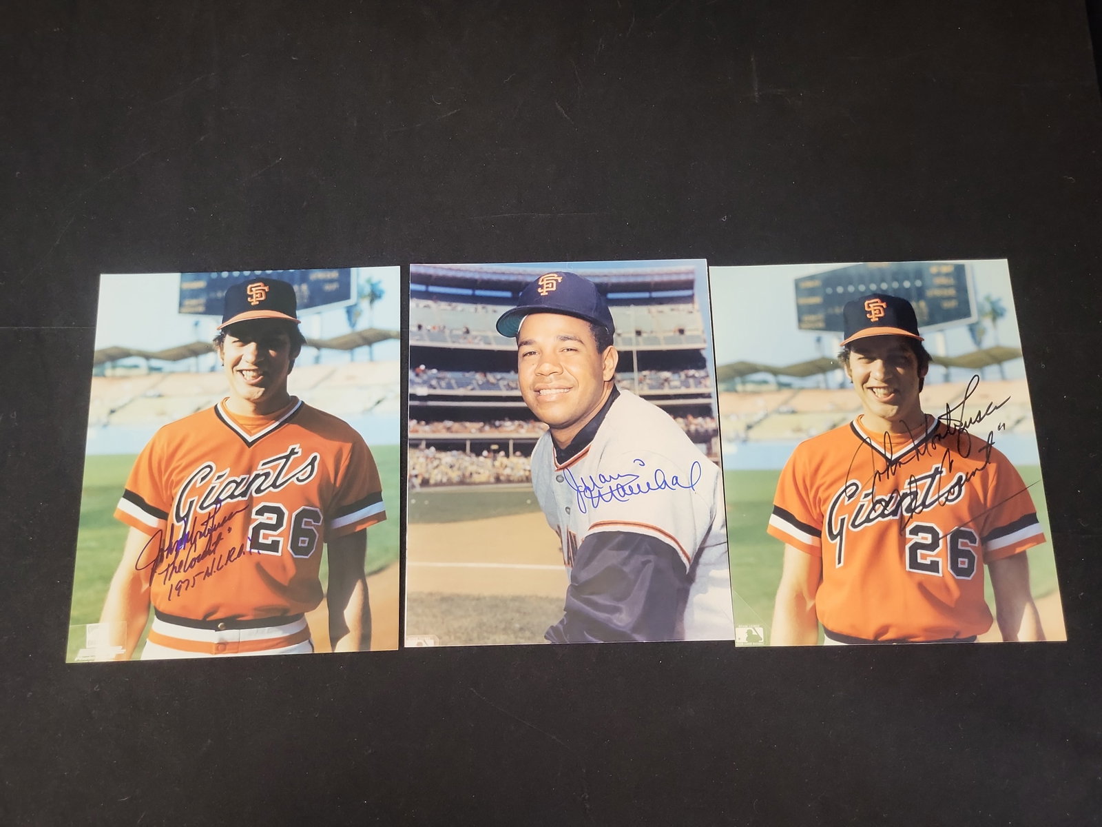 I01542 | A Trio of San Francisco Giants Signed 8x10 Color Photographs Featuring Juan Marichal and: BID PER WHAT YOU SEE IN THE PHOTO, NOT THE AI GENERATED TITLES AND DESCRIPTIONS! A Trio of San Francisco Giants Signed 8x10 Color Photographs Featuring Juan Marichal and John Montefusco This lot featu