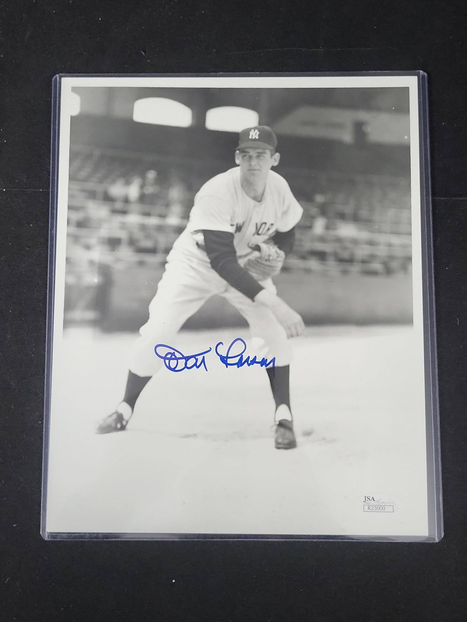I01356 | Don Larsen Signed New York Yankees 8x10 Black and White Photograph JSA Certified: BID PER WHAT YOU SEE IN THE PHOTO, NOT THE AI GENERATED TITLES AND DESCRIPTIONS! Don Larsen Signed New York Yankees 8x10 Black and White Photograph JSA Certified This item is a black and white photogr