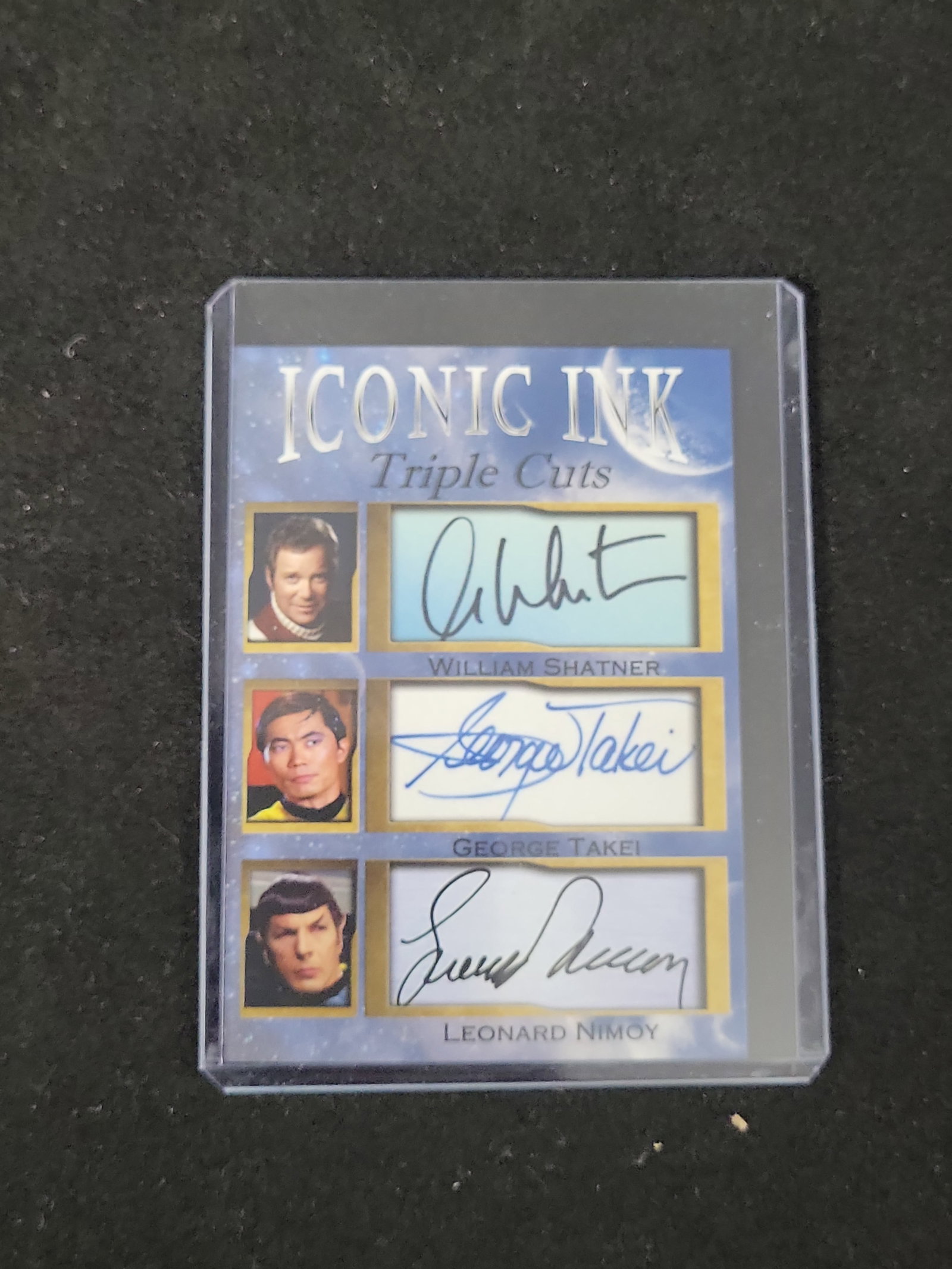 I01318 | Iconic Ink Triple Cuts Star Trek Facsimile Triple Cut Autograph Card Shatner Takei Nimoy (1 of 2)
