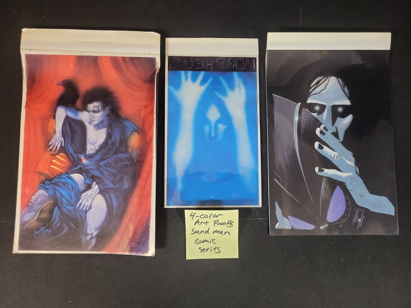 I02483 | A Trio of The Sandman Original 4-Color Pre-Press Art Proofs: BID PER WHAT YOU SEE IN THE PHOTO, NOT THE AI GENERATED TITLES AND DESCRIPTIONS! A Trio of The Sandman Original 4-Color Pre-Press Art Proofs A collection of three sets of original pre-press color art 