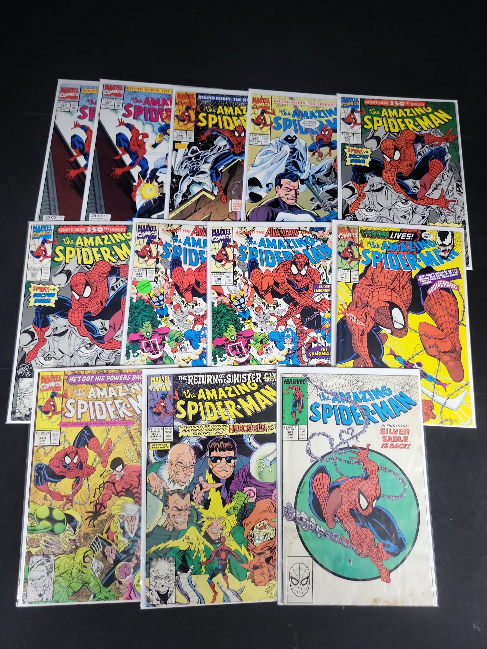 I02154 | A Collection of 13 Marvel Comics The Amazing Spider-Man Issues Including #301 and #345 (1 of 5)