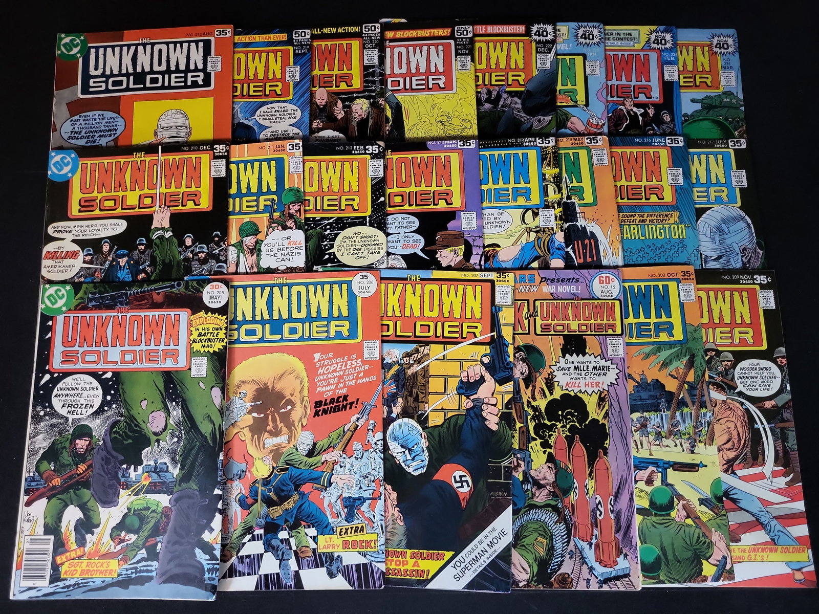 I02401 | A Collection of 22 The Unknown Soldier DC Comic Books Including Issues 205-225 and DC (1 of 5)
