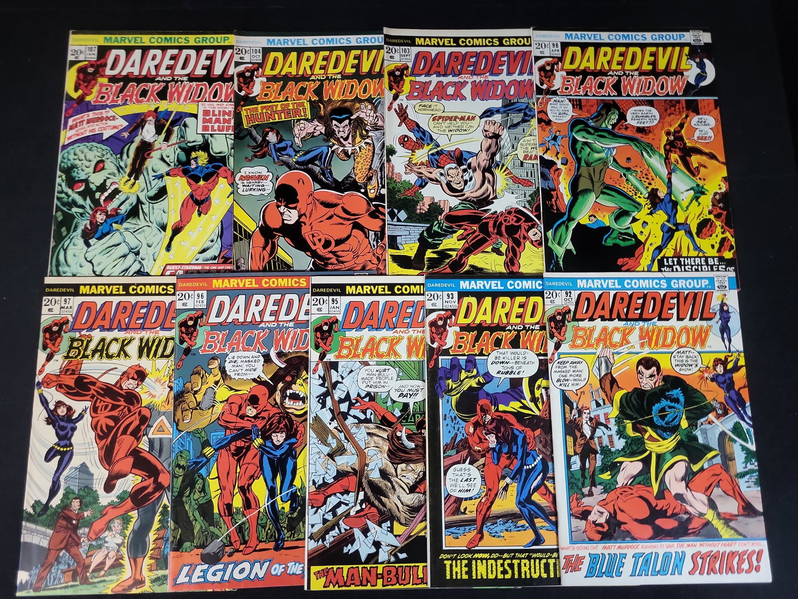 I02459 | Lot of Nine Marvel Comics Group Daredevil and the Black Widow Comic Books, Issues 92-107 (1 of 5)